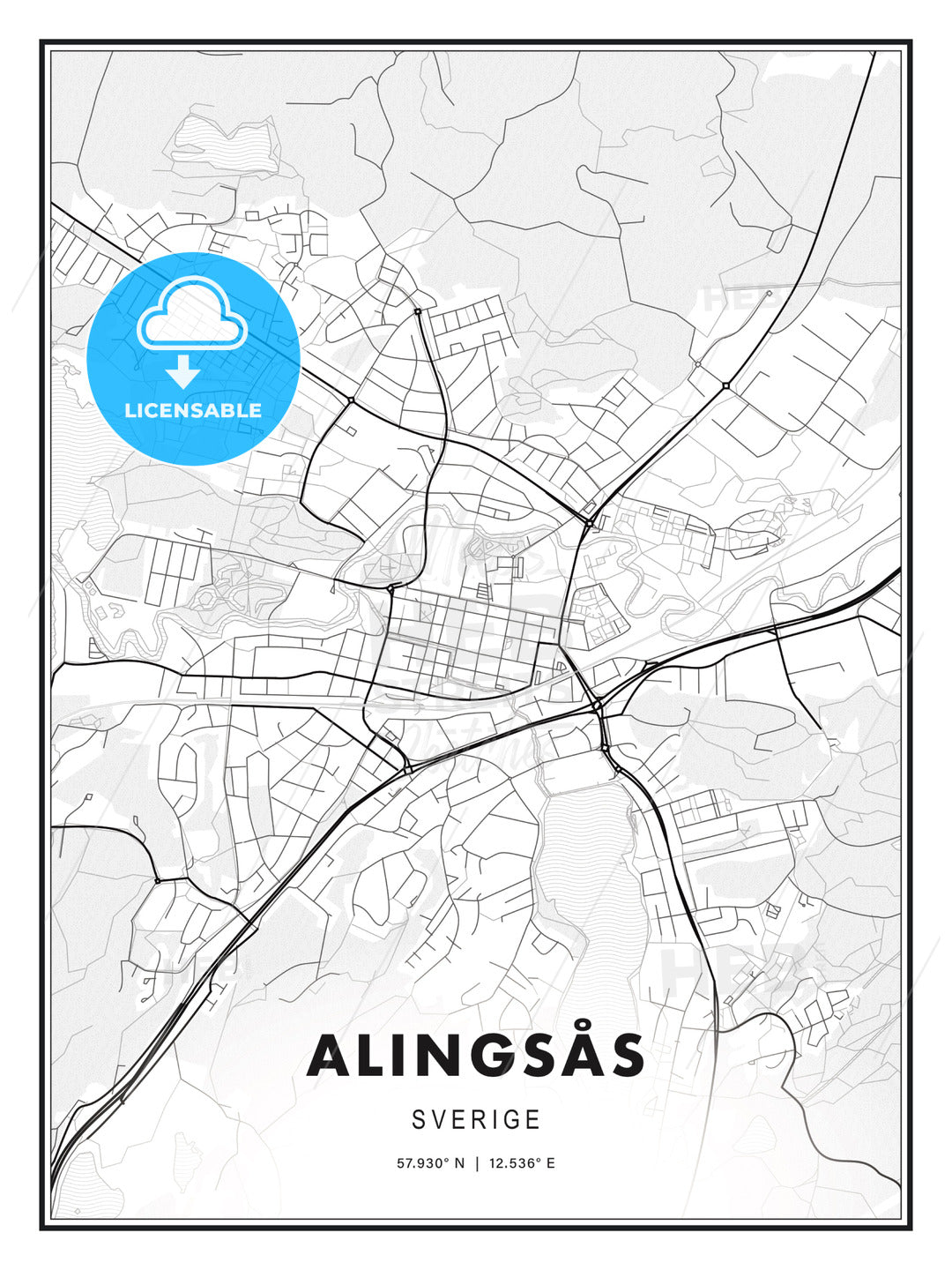 Alingsås, Sweden, Modern Print Template in Various Formats - HEBSTREITS Sketches