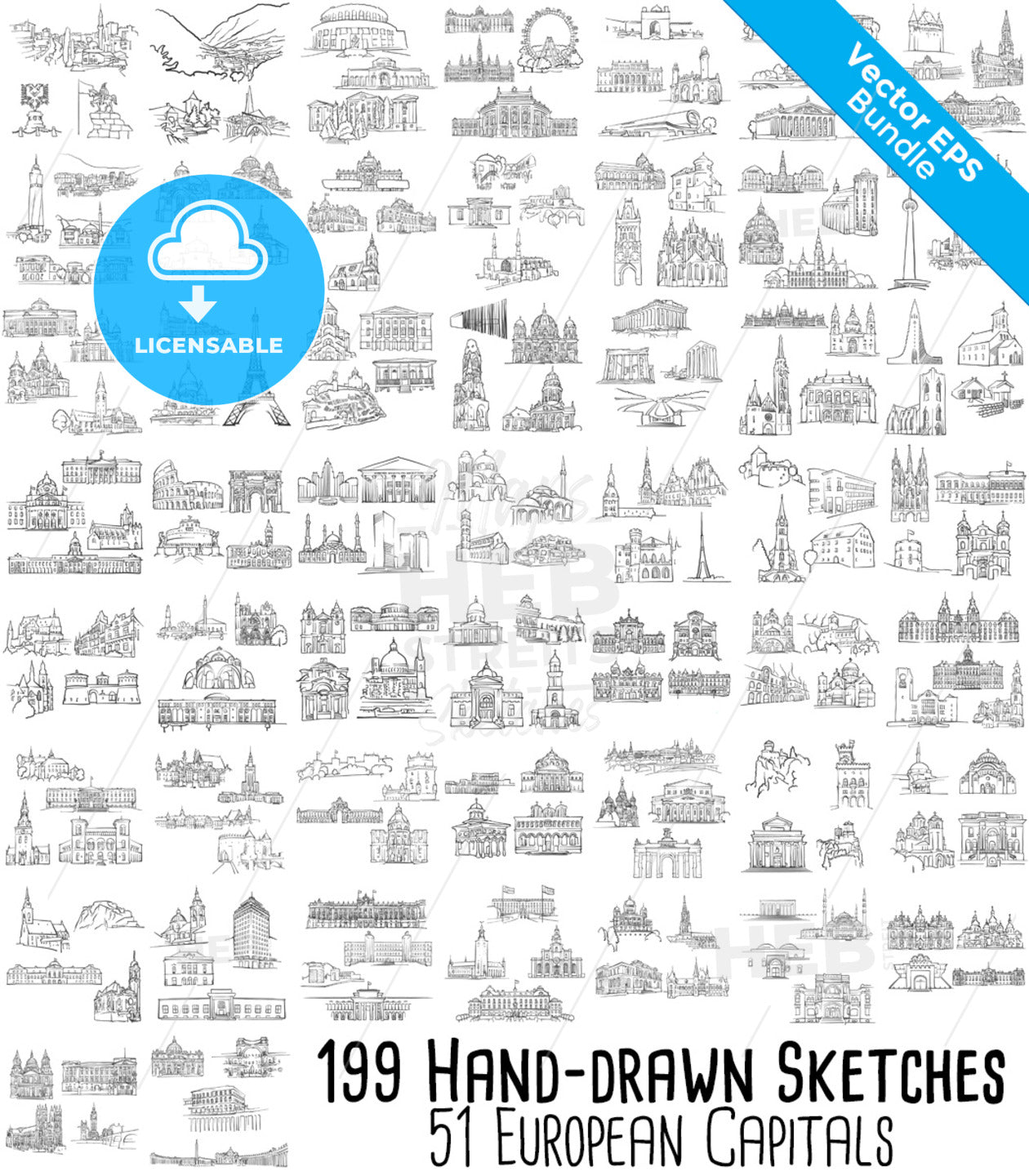 All European Capitals, 199 Historical Landmarks Bundle