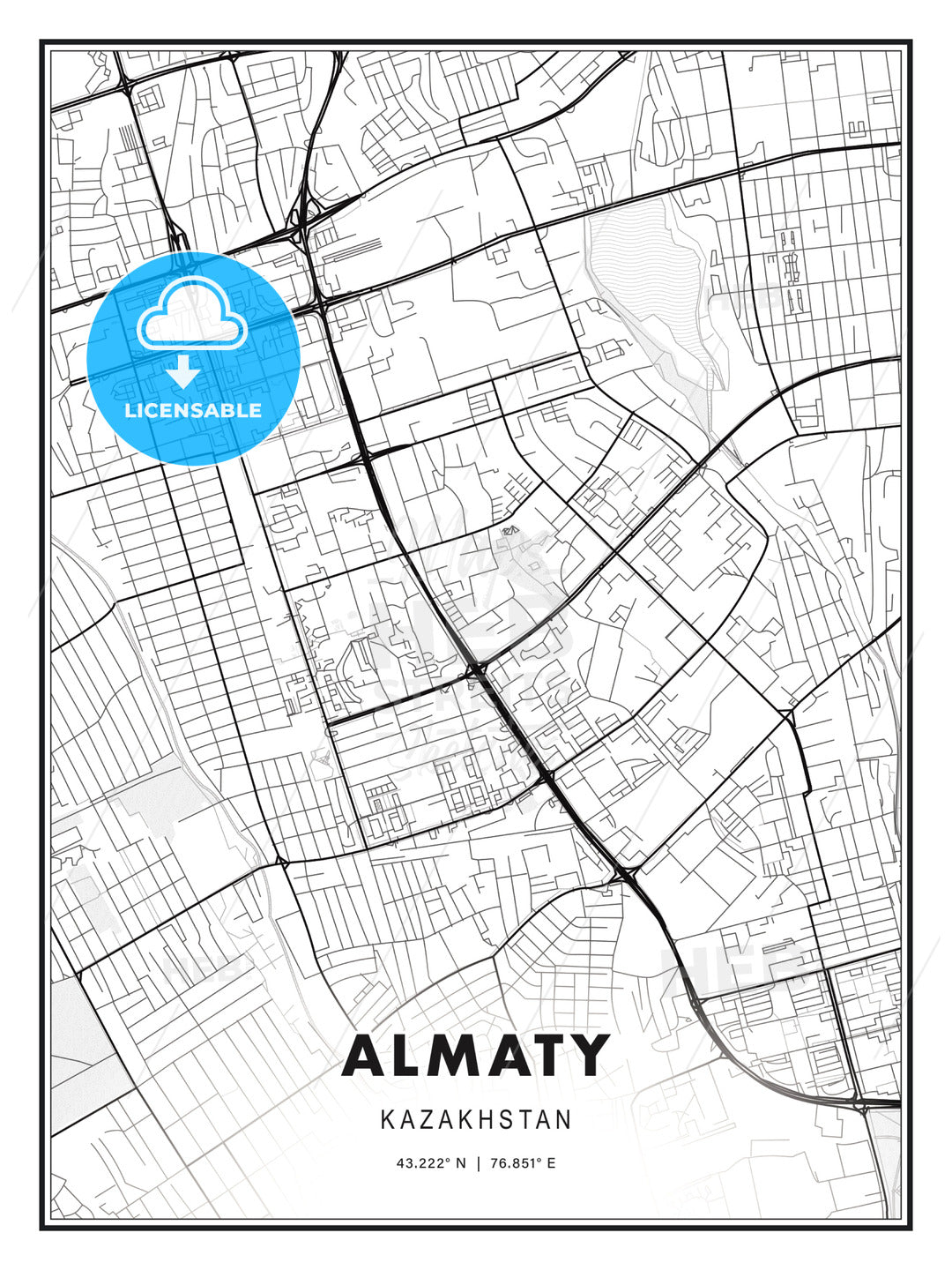 Almaty, Kazakhstan, Modern Print Template in Various Formats - HEBSTREITS Sketches