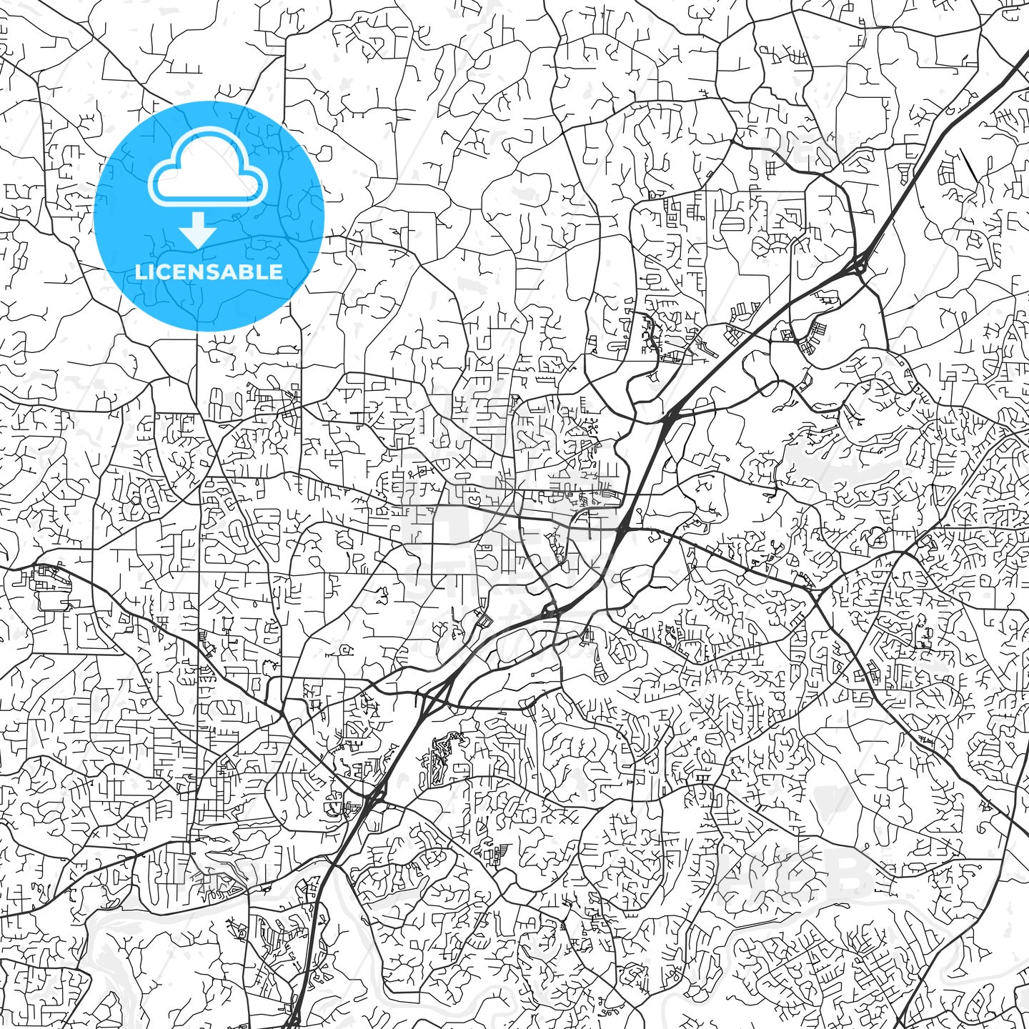 Alpharetta, Georgia - Area Map - Light