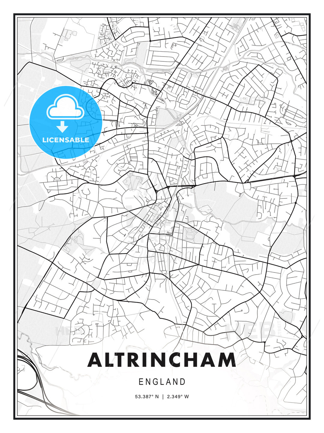 Altrincham, England, Modern Print Template in Various Formats - HEBSTREITS Sketches