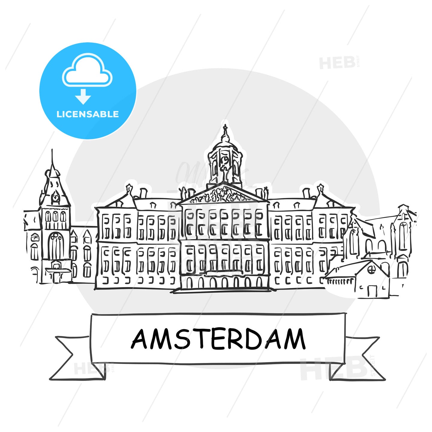 Amsterdam Cityscape Vector Sign – instant download