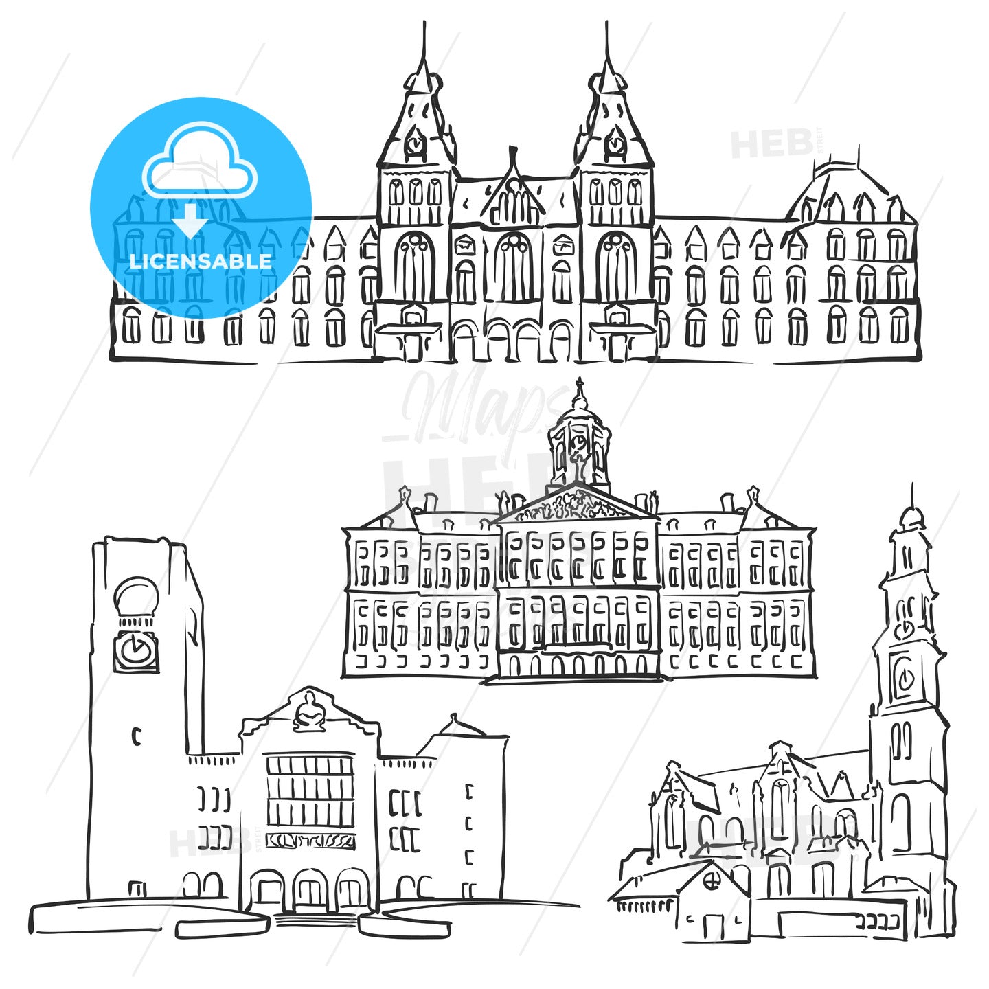 Amsterdam, Netherlands, Famous Buildings – instant download