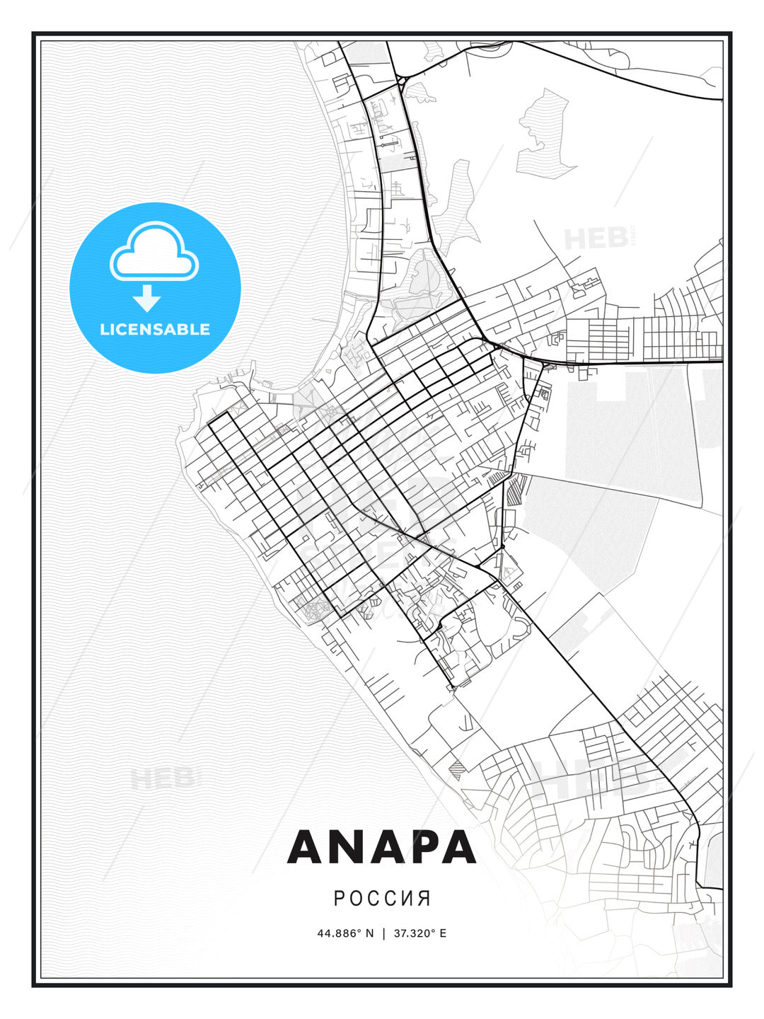 Anapa, Russia, Modern Print Template in Various Formats - HEBSTREITS Sketches