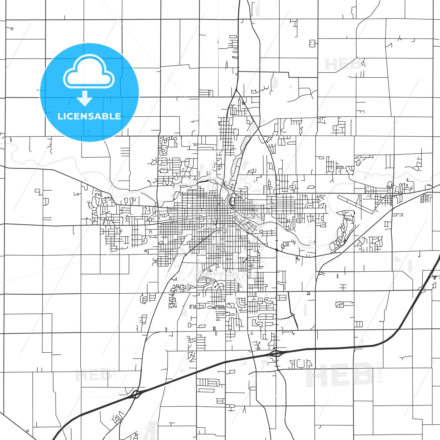 Anderson, Indiana - Area Map - Light