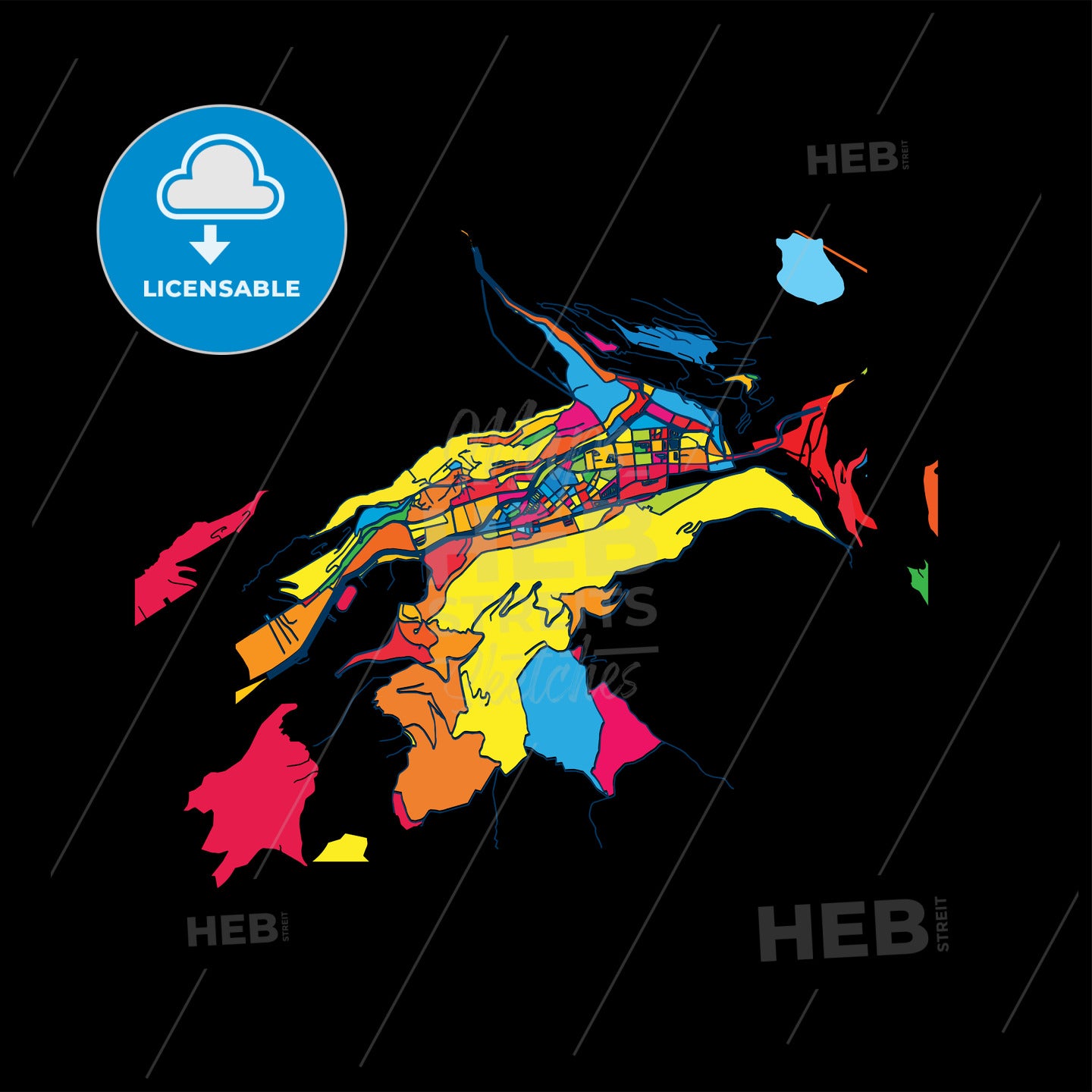 Andorra la Vella, Andorra, Colorful Artmap