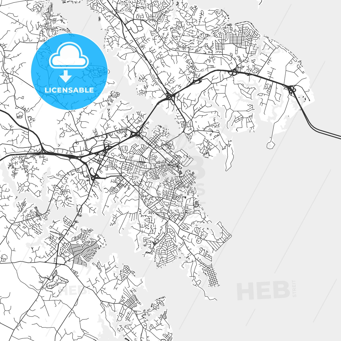 Annapolis, Maryland - Area Map - Light