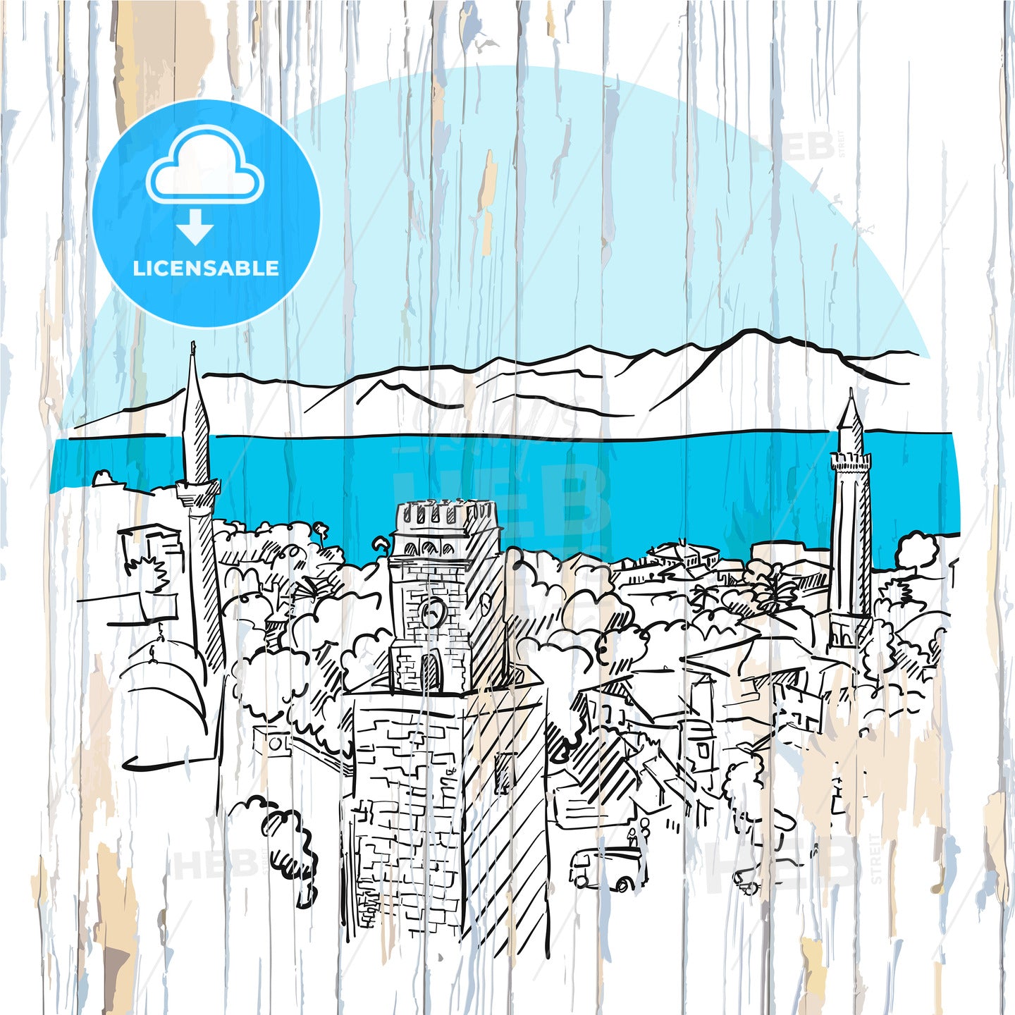 Antalya drawing on wood – instant download