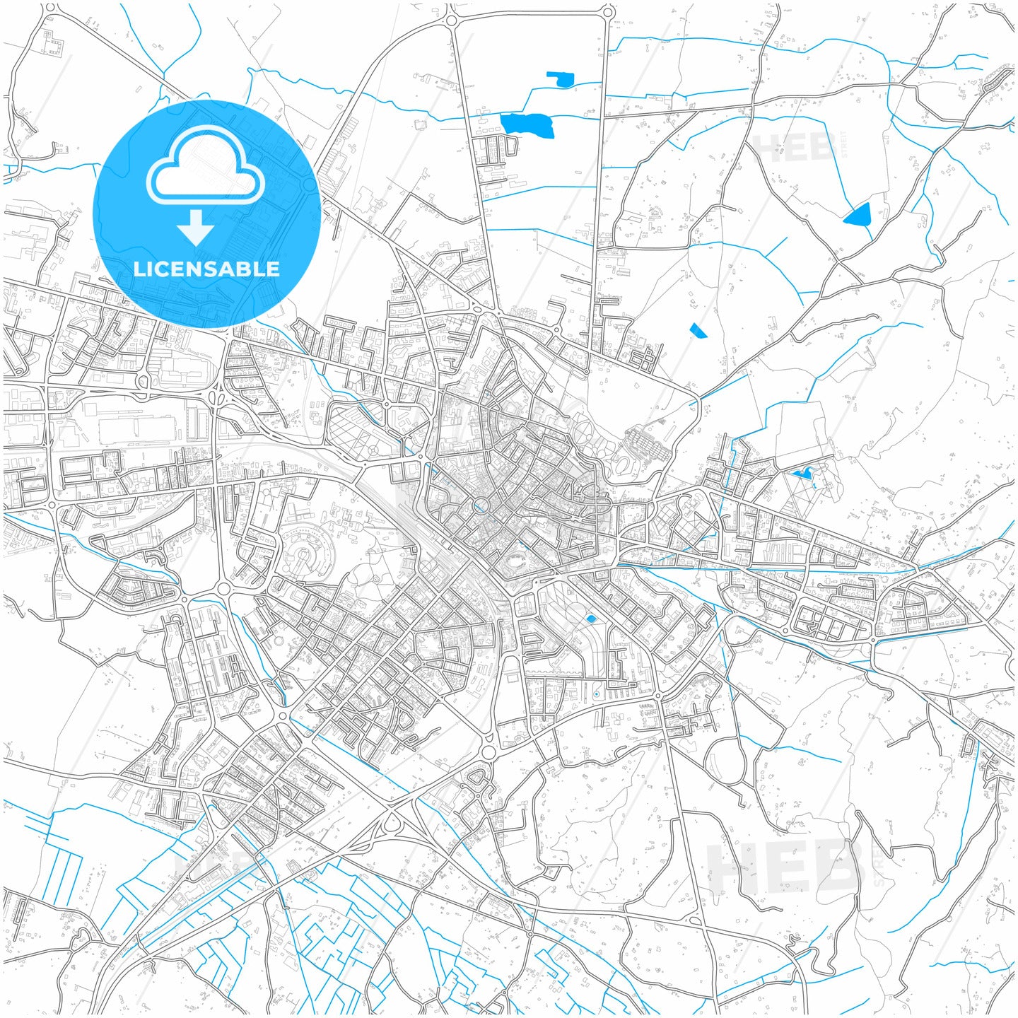 Arezzo Tuscany Italy city map with high resolution roads