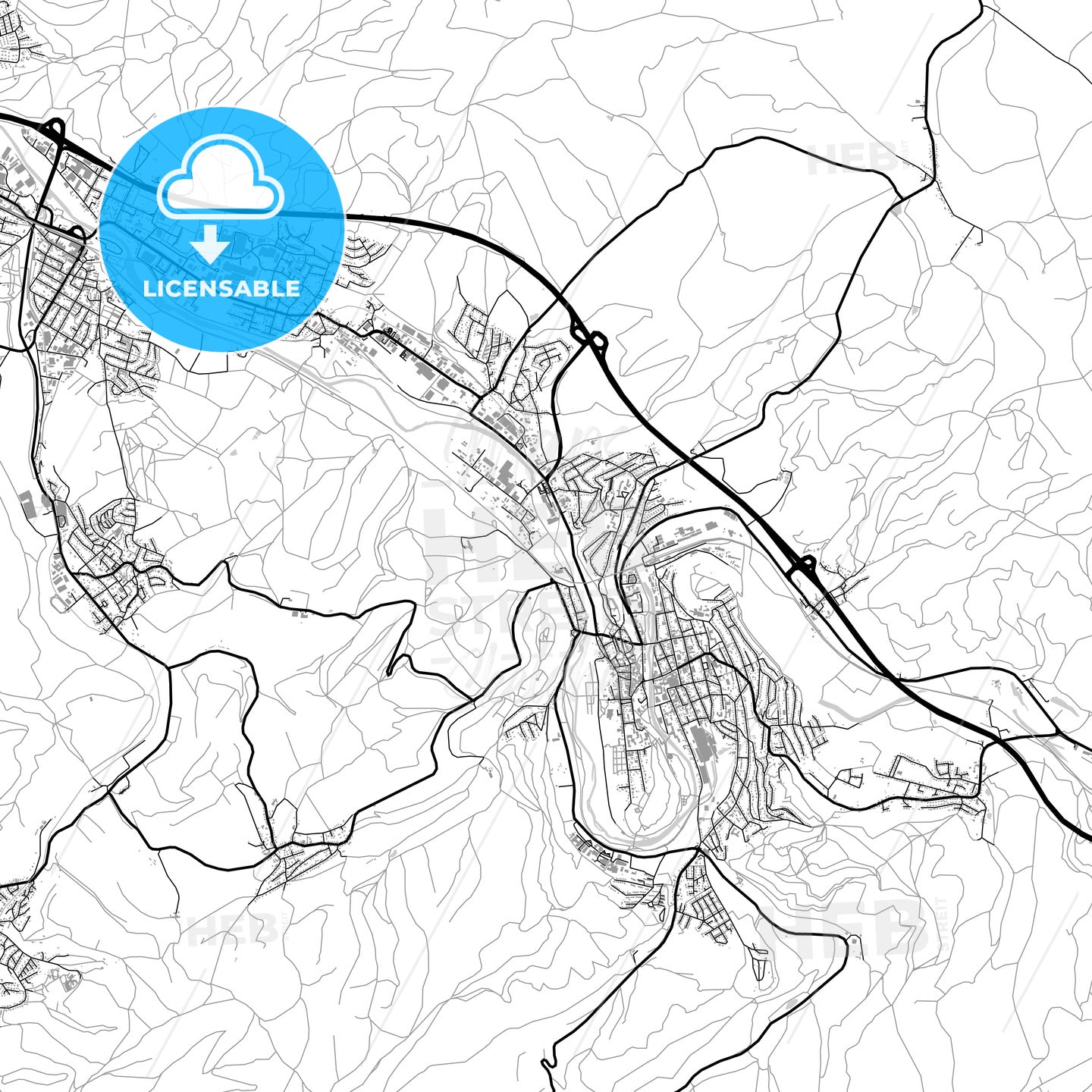 Arnsberg, Germany, vector map with buildings