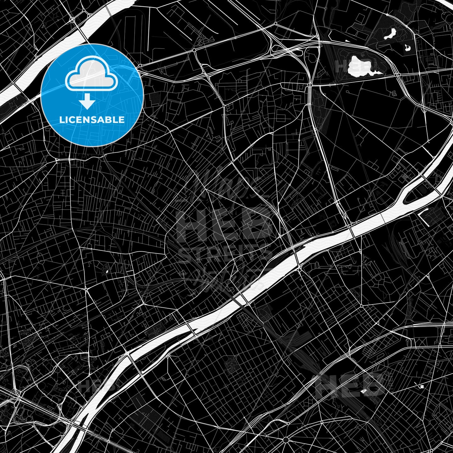 Asnières-sur-Seine, France PDF map