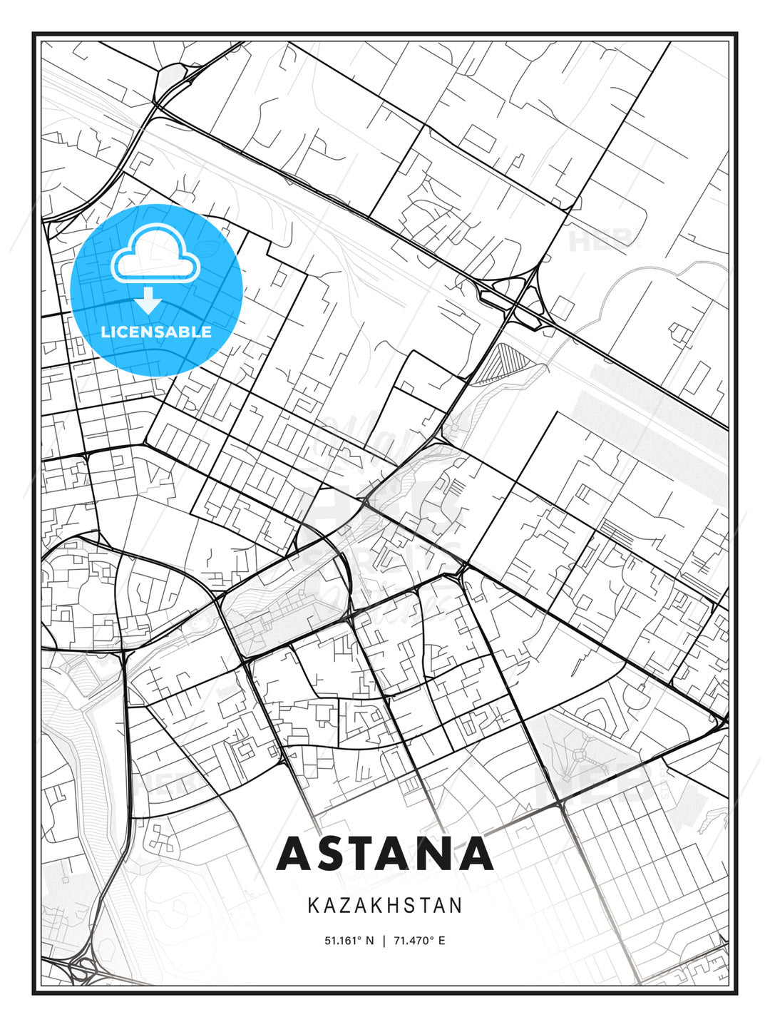 Astana, Kazakhstan, Modern Print Template in Various Formats - HEBSTREITS Sketches