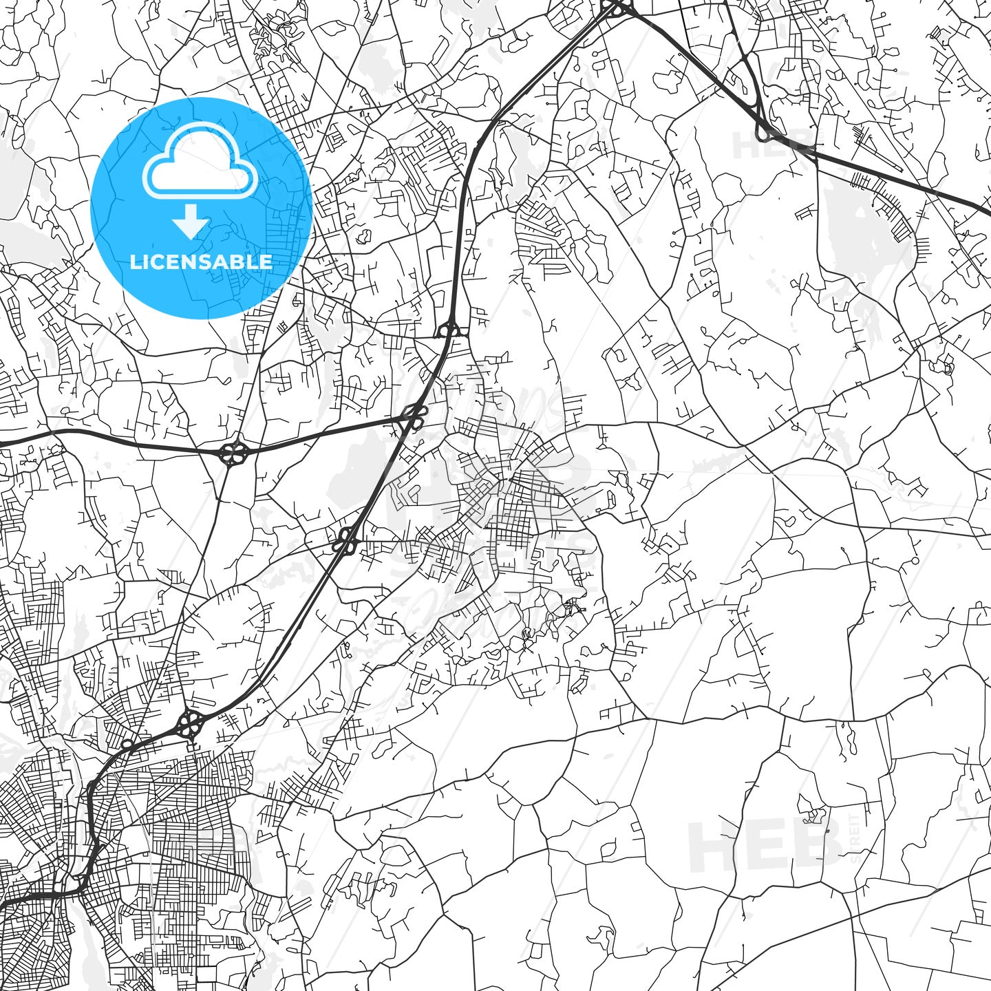 Attleboro, Massachusetts - Area Map - Light