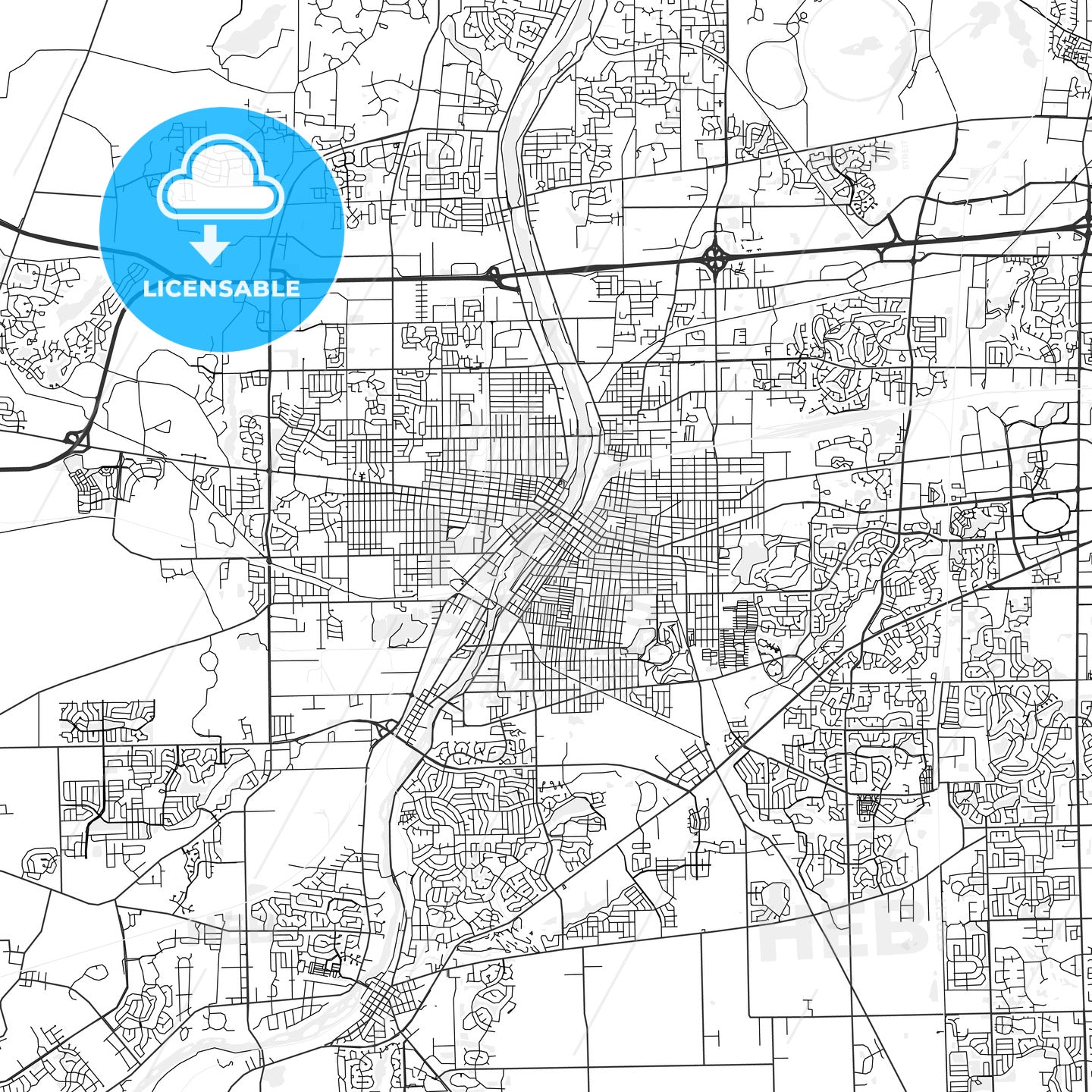 Aurora, Illinois - Area Map - Light