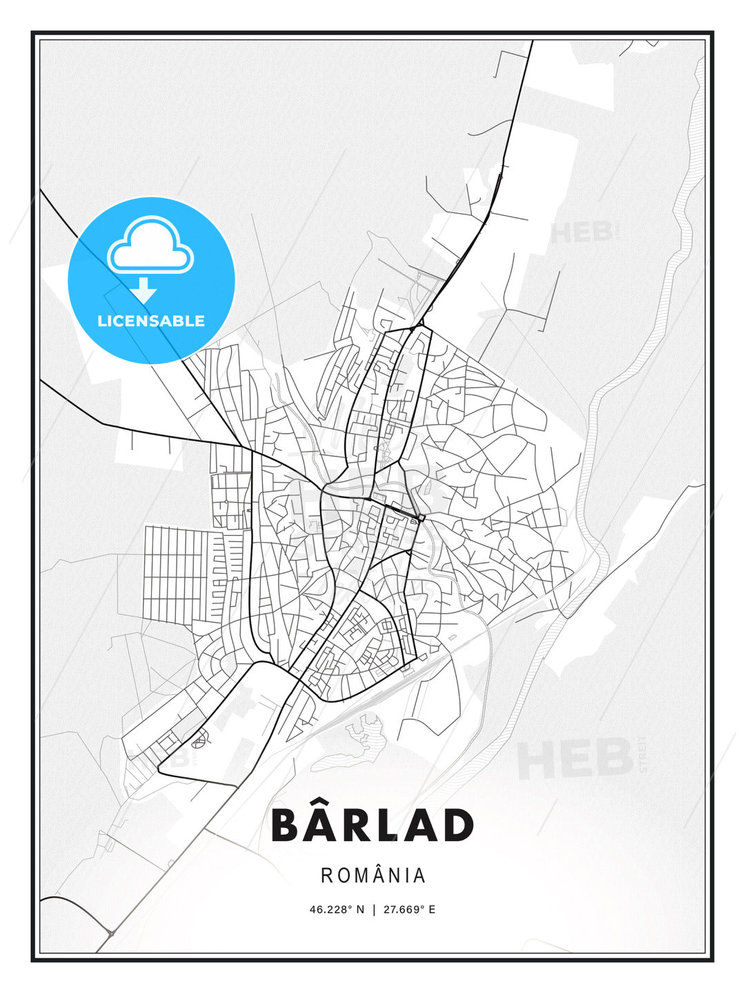 Bârlad, Romania, Modern Print Template in Various Formats - HEBSTREITS Sketches
