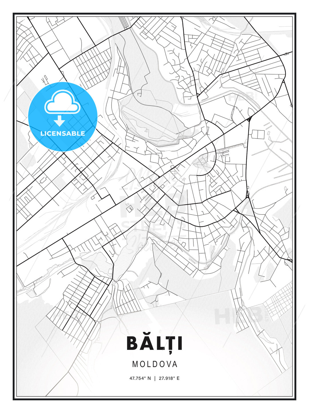 Bălți, Moldova, Modern Print Template in Various Formats - HEBSTREITS Sketches