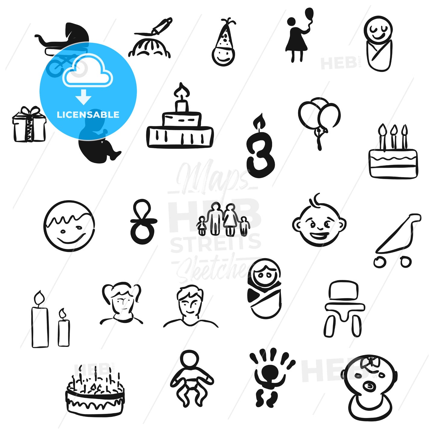 Baby Vector Doodles – instant download