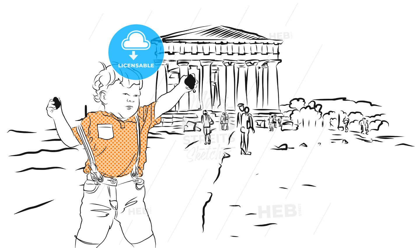 Baby with Rocks and Temple of Concordia. Agrigento, Sicily. – instant download