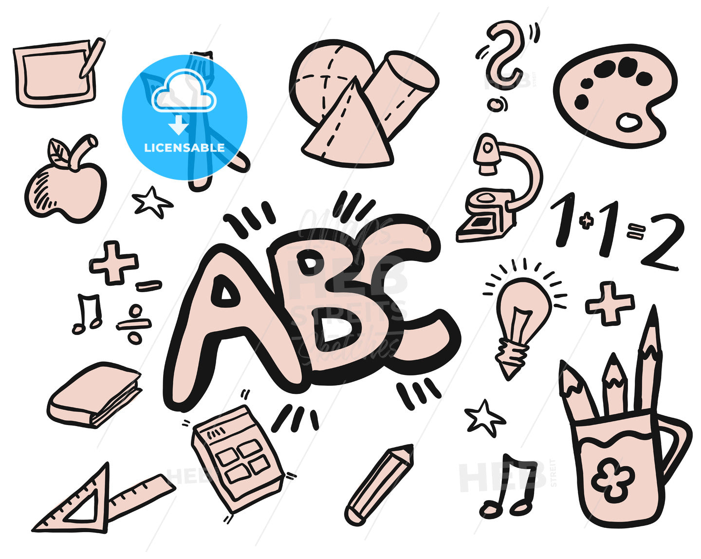 Back to Scool Doodles Filled with Color – instant download
