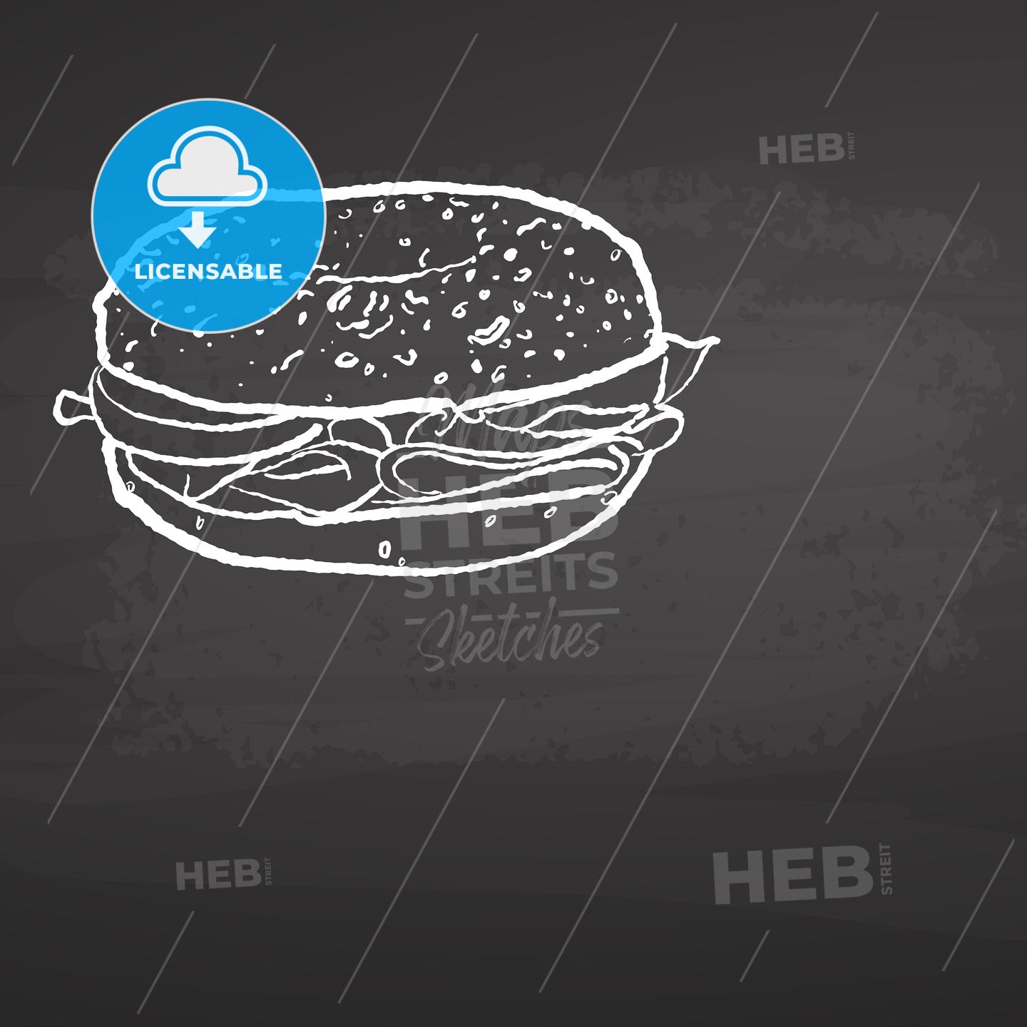 Bagel Poster Chalkboard Sketch – instant download