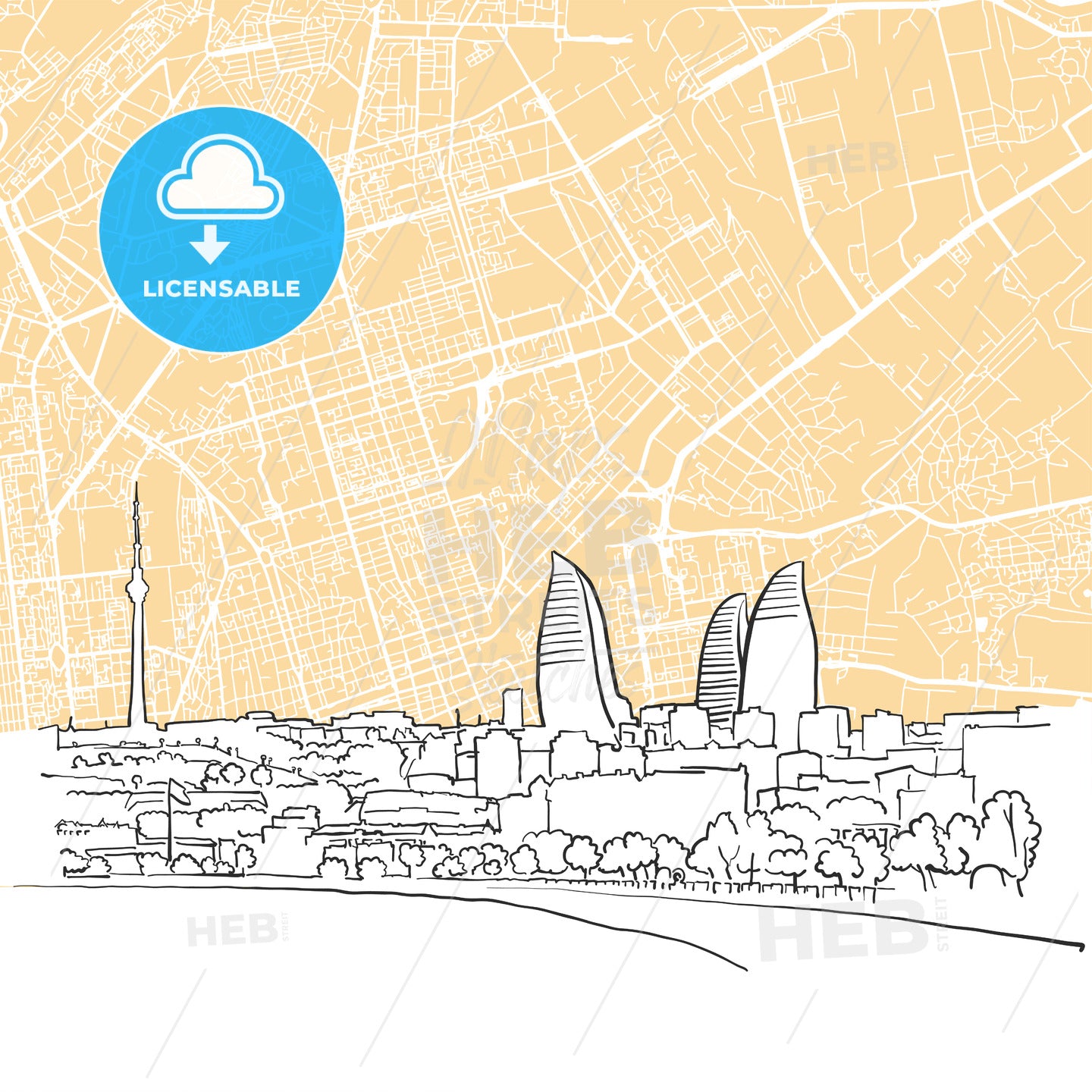 Baku Azerbaijan Background Map