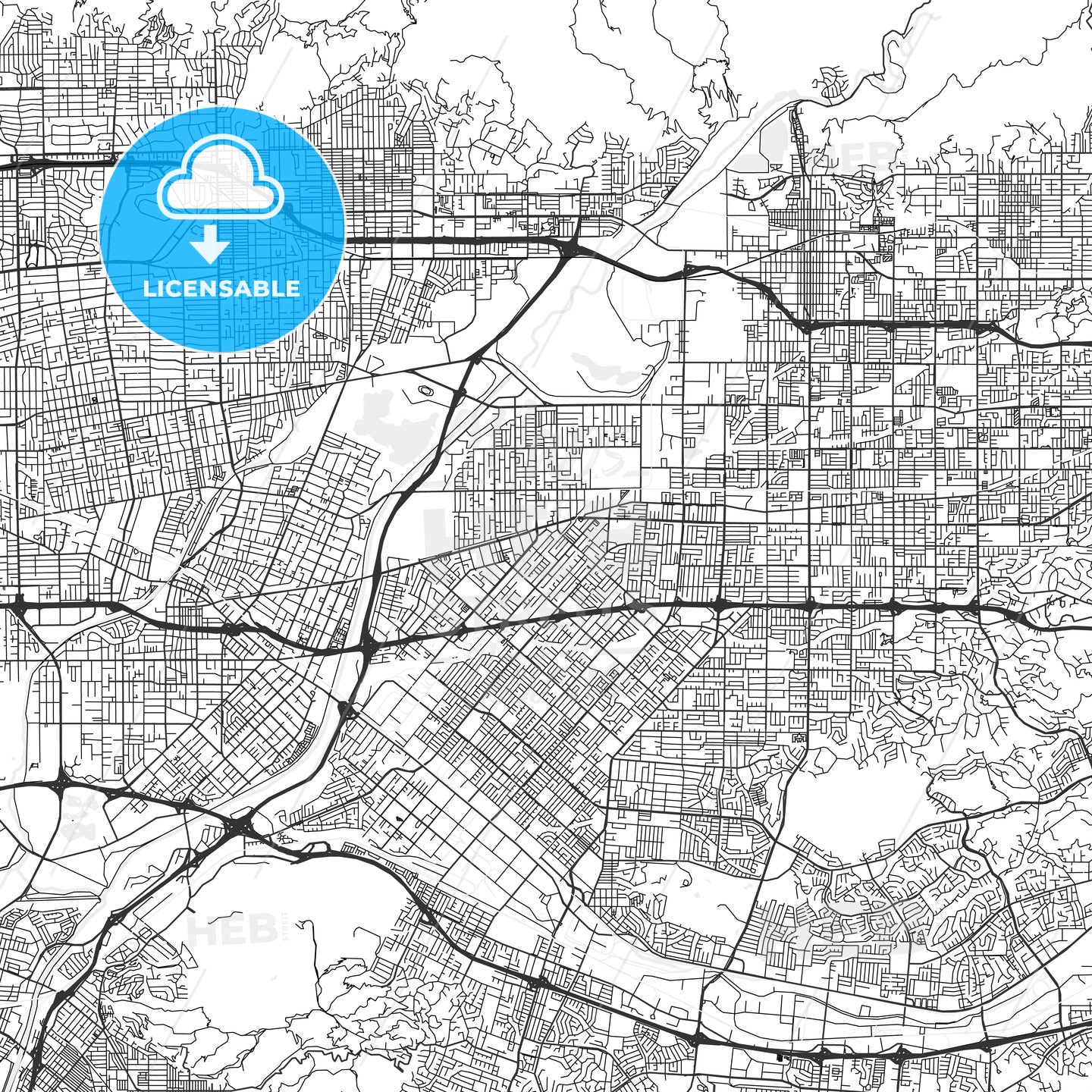 Baldwin Park, California - Area Map - Light