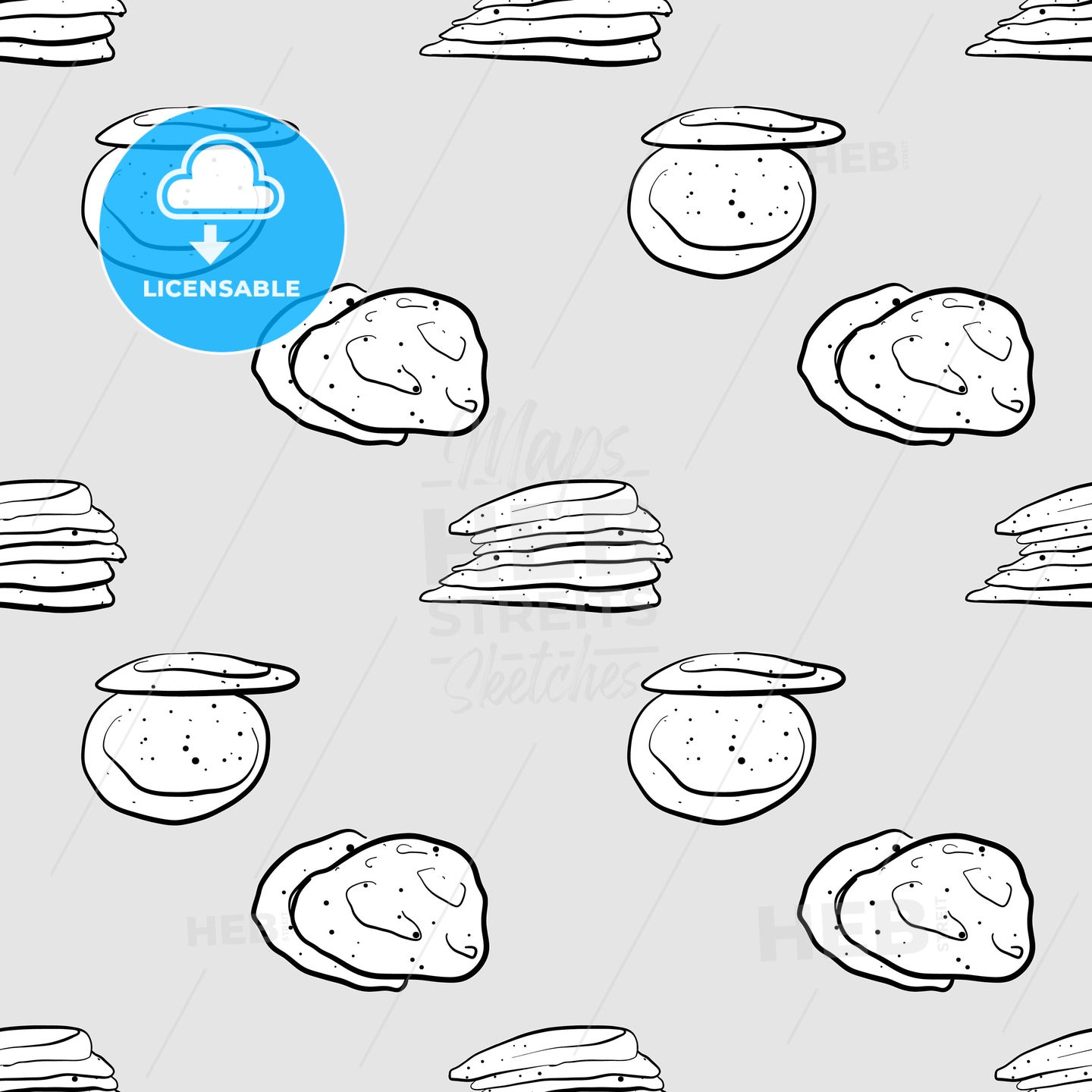 Balep korkun seamless pattern greyscale drawing – instant download