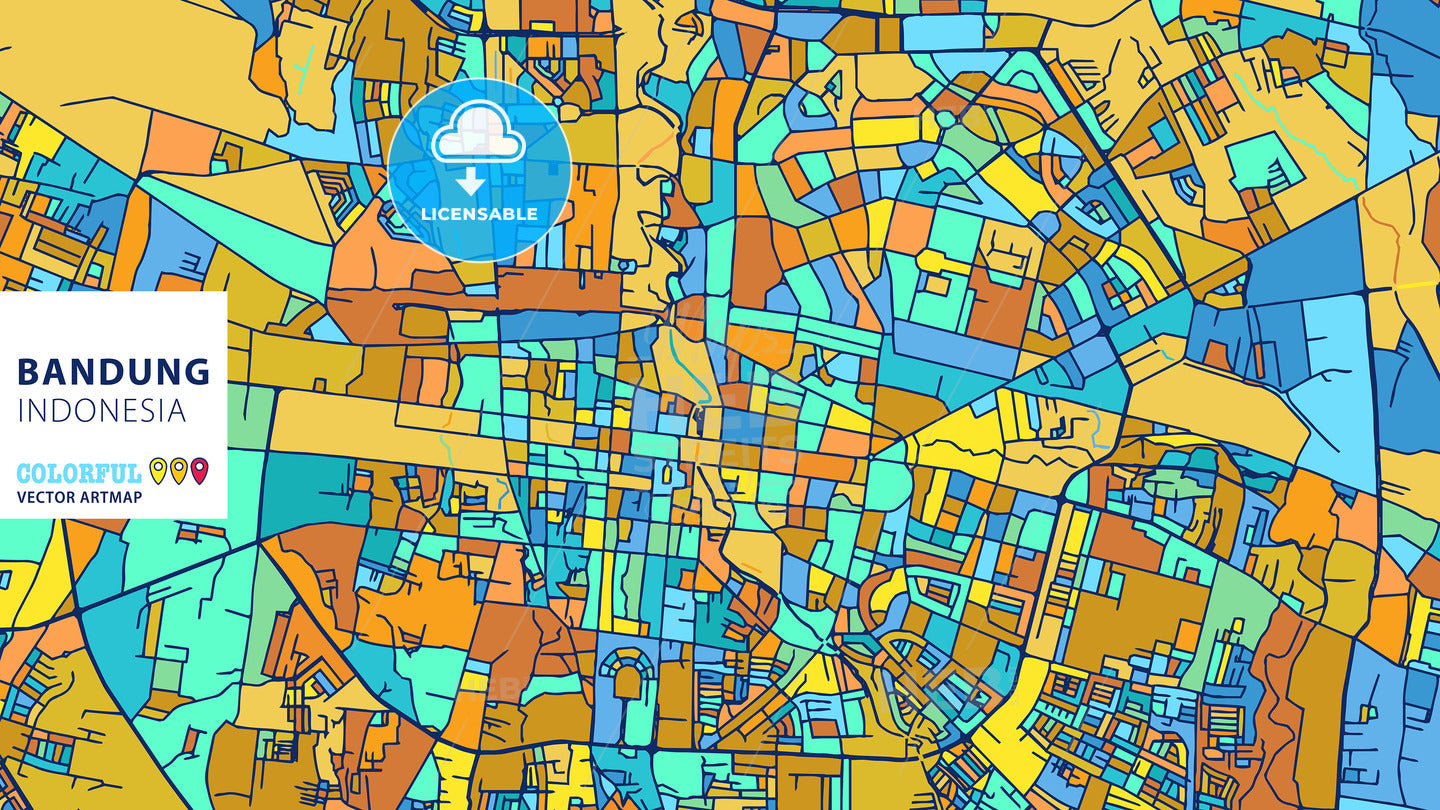 Bandung, Indonesia, Colorful Vector Artmap