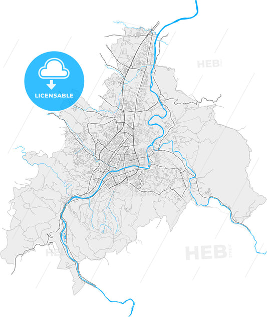 Banja Luka, Republika Srpska, Bosnia and Herzegovina, high quality vector map