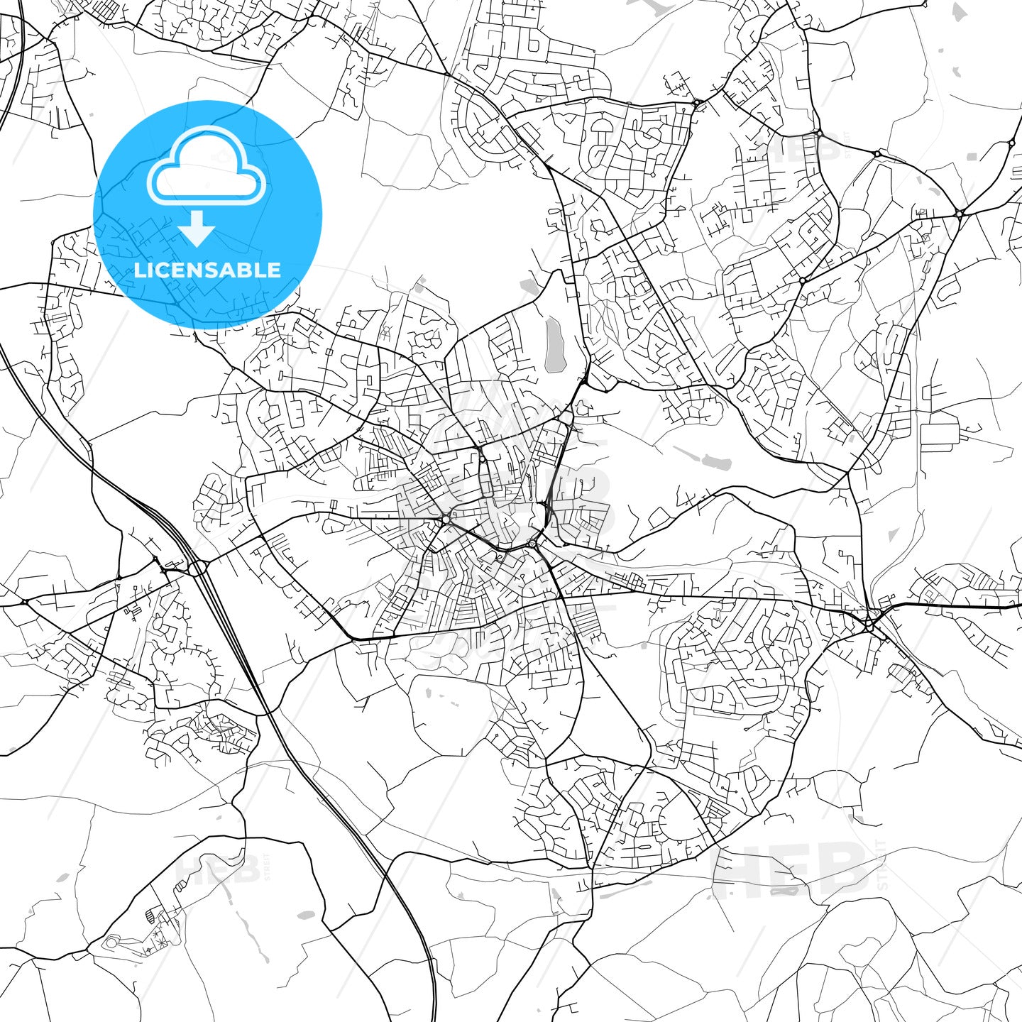 Barnsley, England, UK, Vector Map - Light