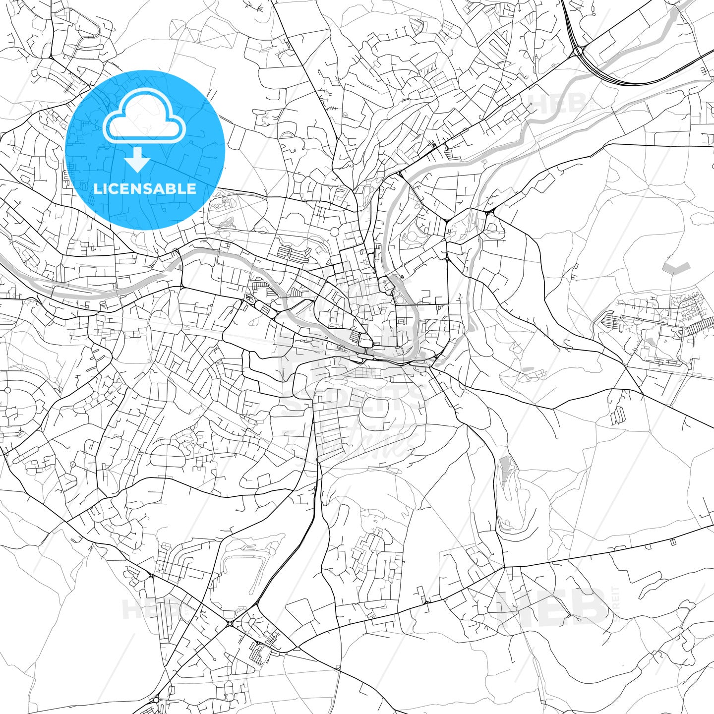 Bath, England, UK, Vector Map - Light