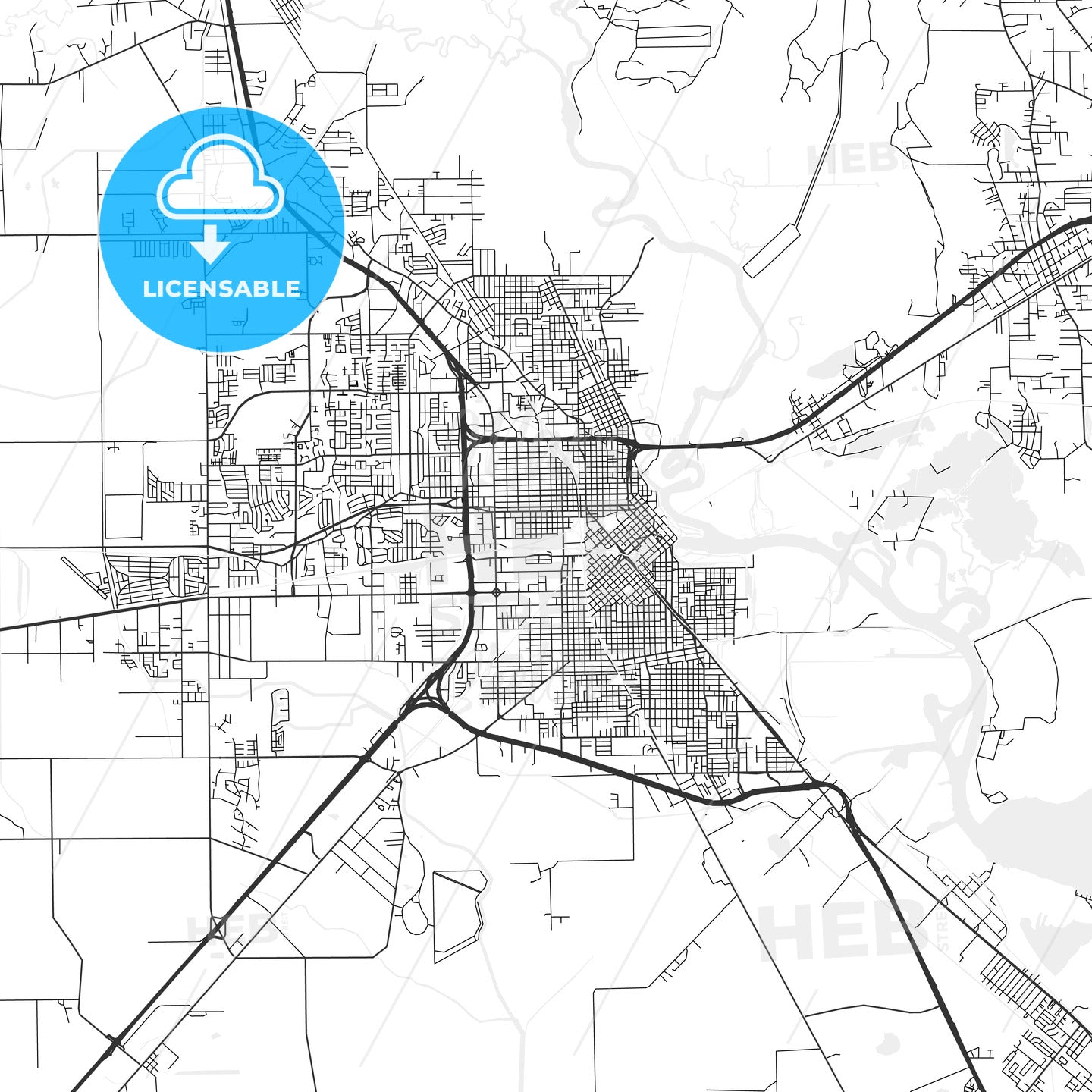 Beaumont Texas Area Map Light