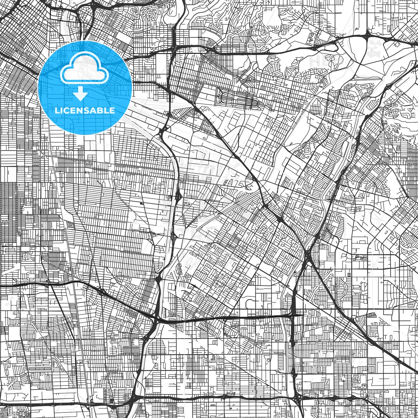 Bell Gardens, California - Area Map - Light