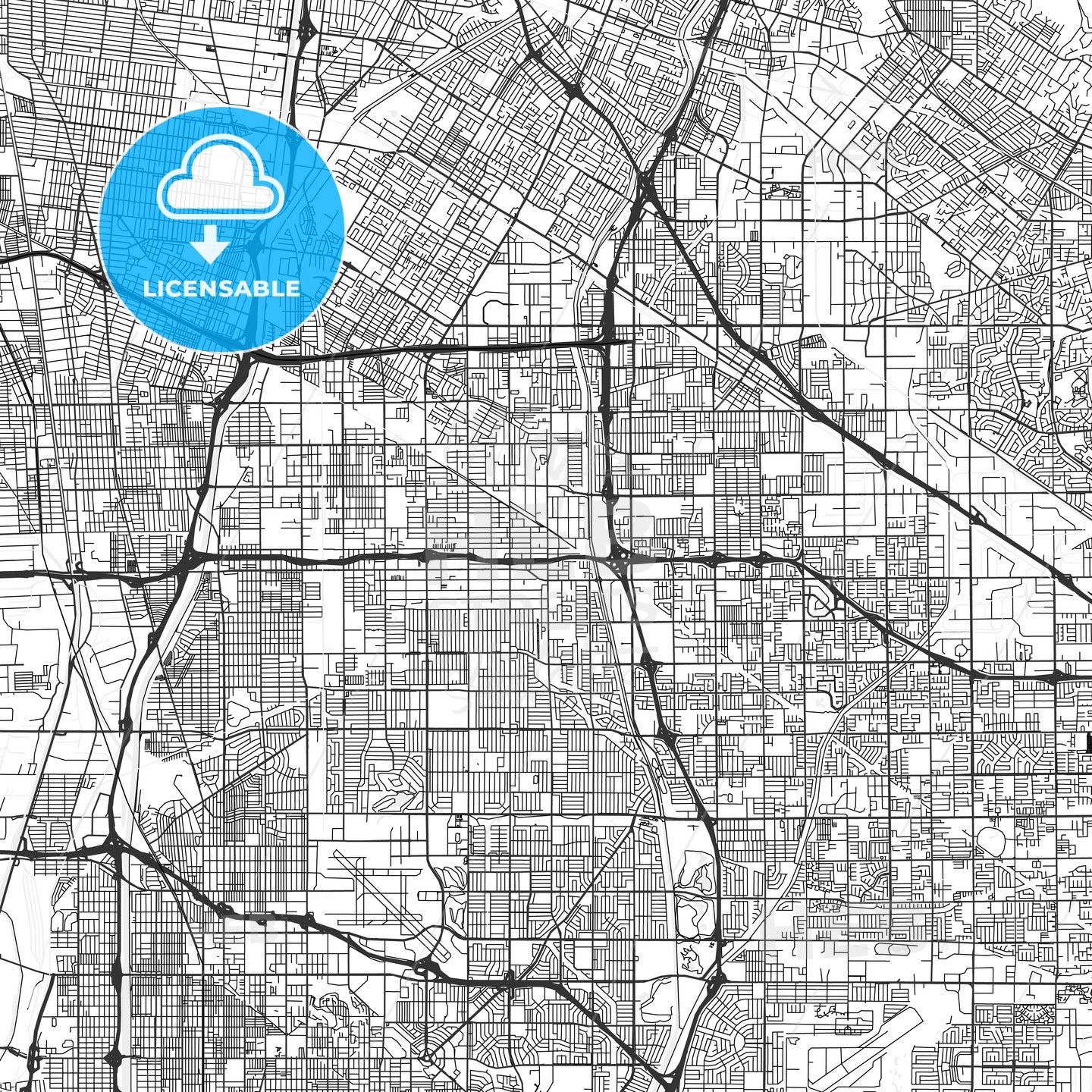 Bellflower, California - Area Map - Light