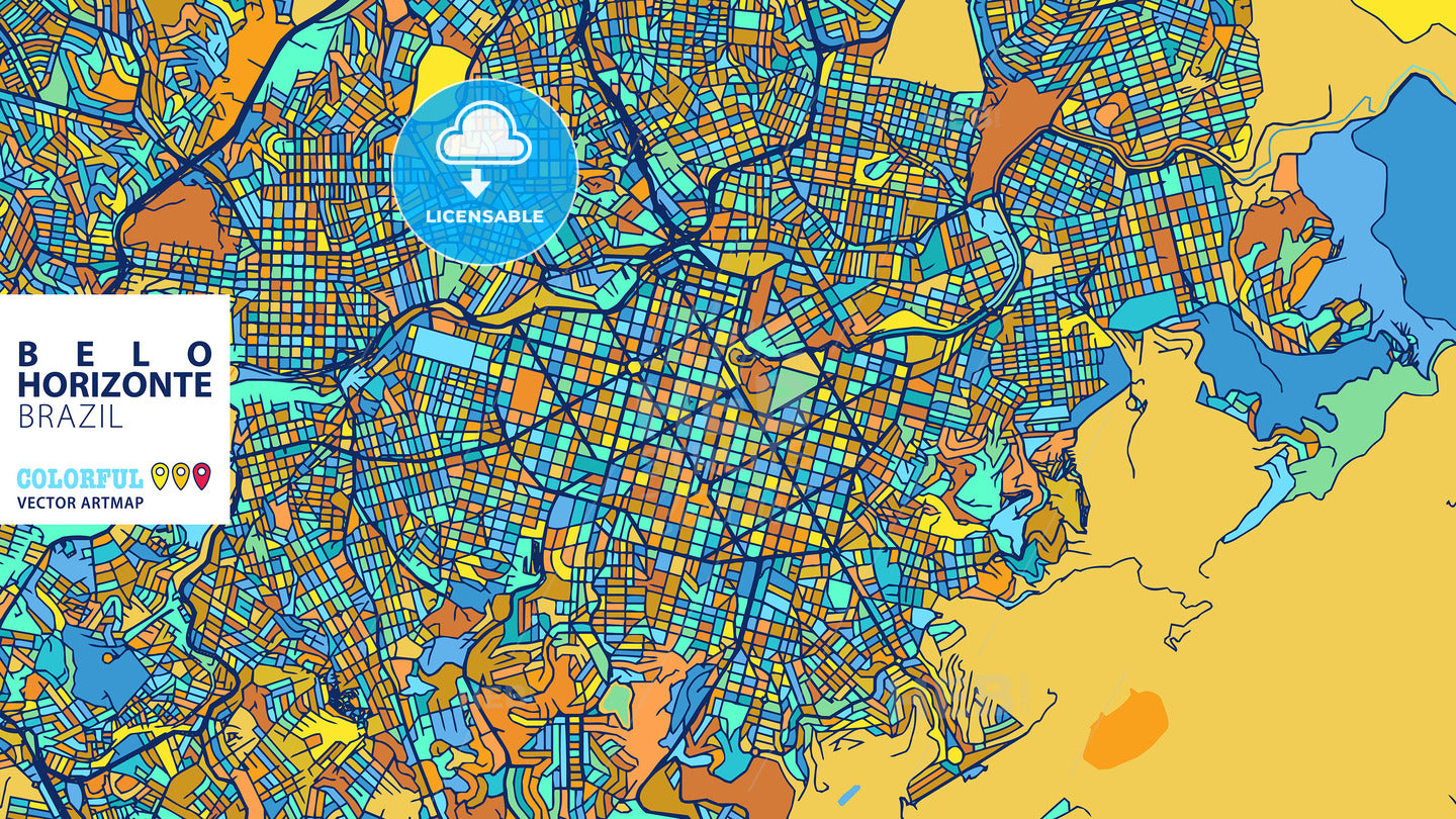 Belo Horizonte, Brazil, Colorful Vector Artmap
