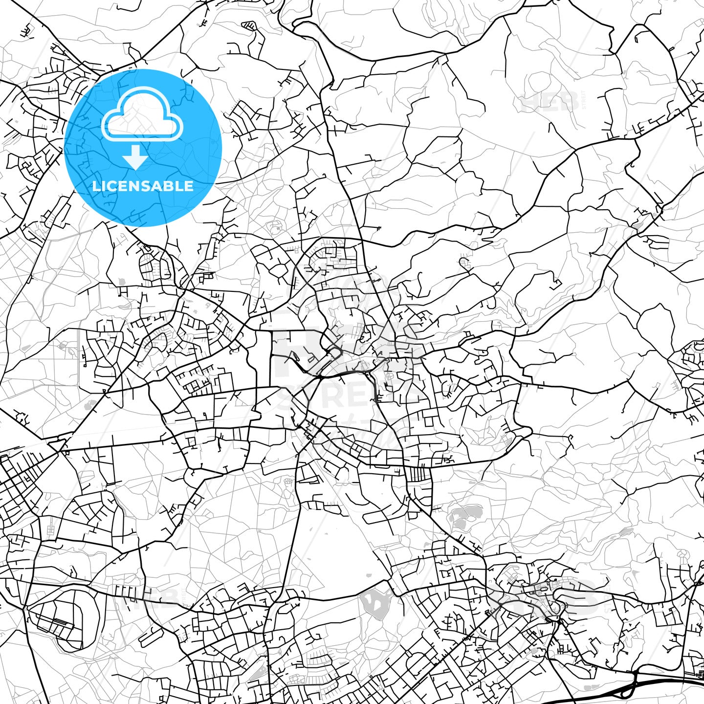 Bergisch Gladbach, Germany, Vector Map - Light