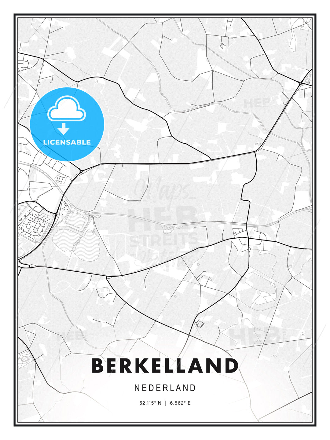 Berkelland, Netherlands, Modern Print Template in Various Formats - HEBSTREITS Sketches