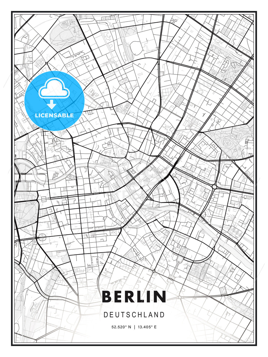 Berlin, Germany, Modern Print Template in Various Formats - HEBSTREITS Sketches