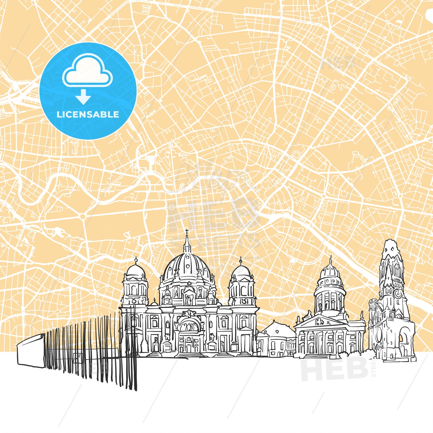Berlin Germany Skyline Map