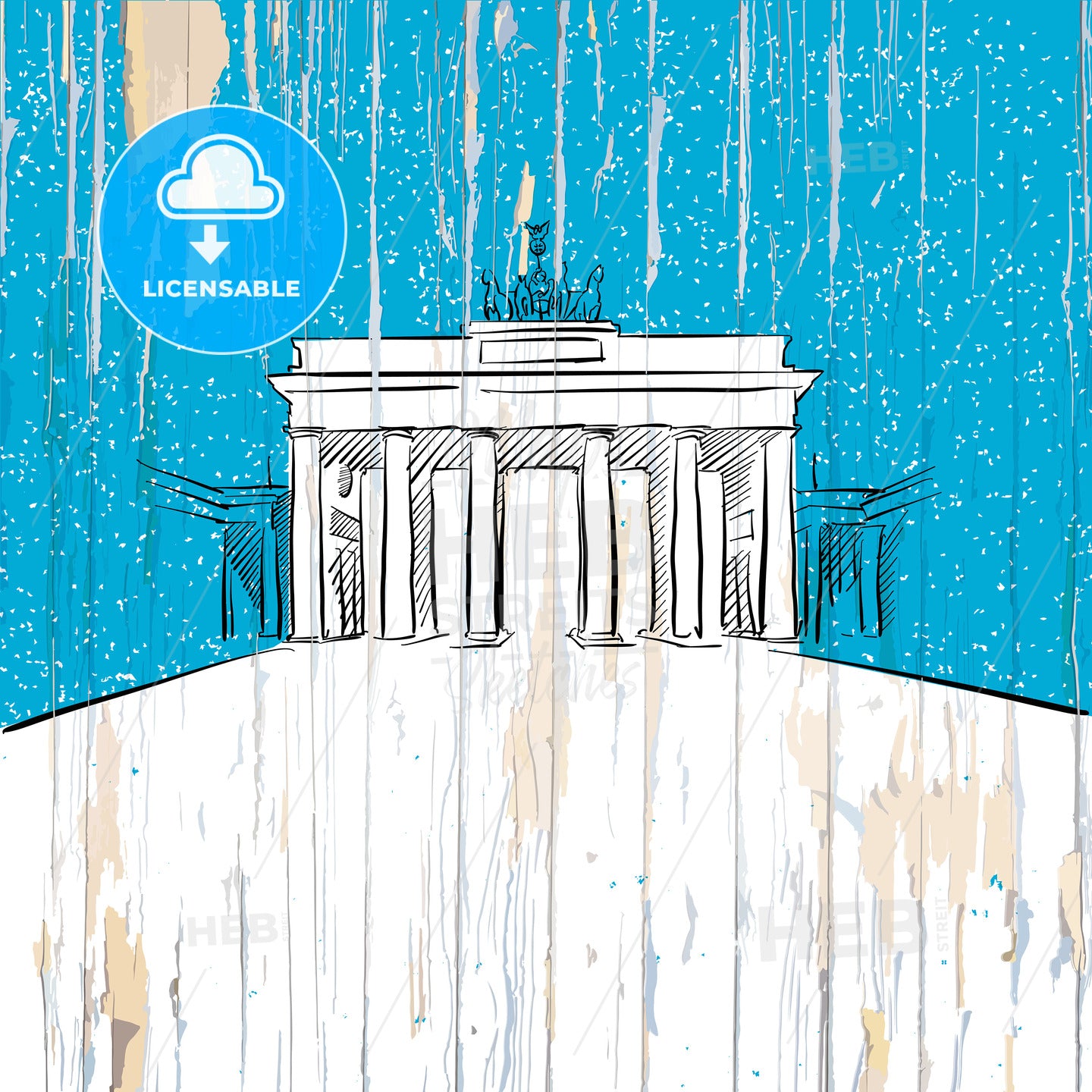 Berlin gate drawing on wood – instant download