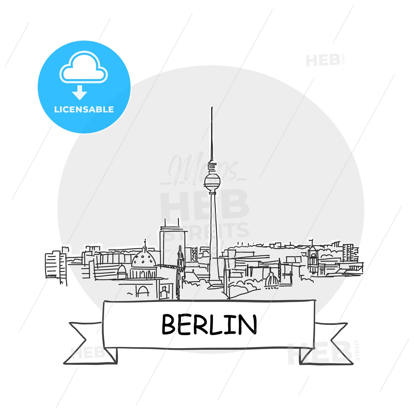 Berlin hand-drawn urban vector sign – instant download