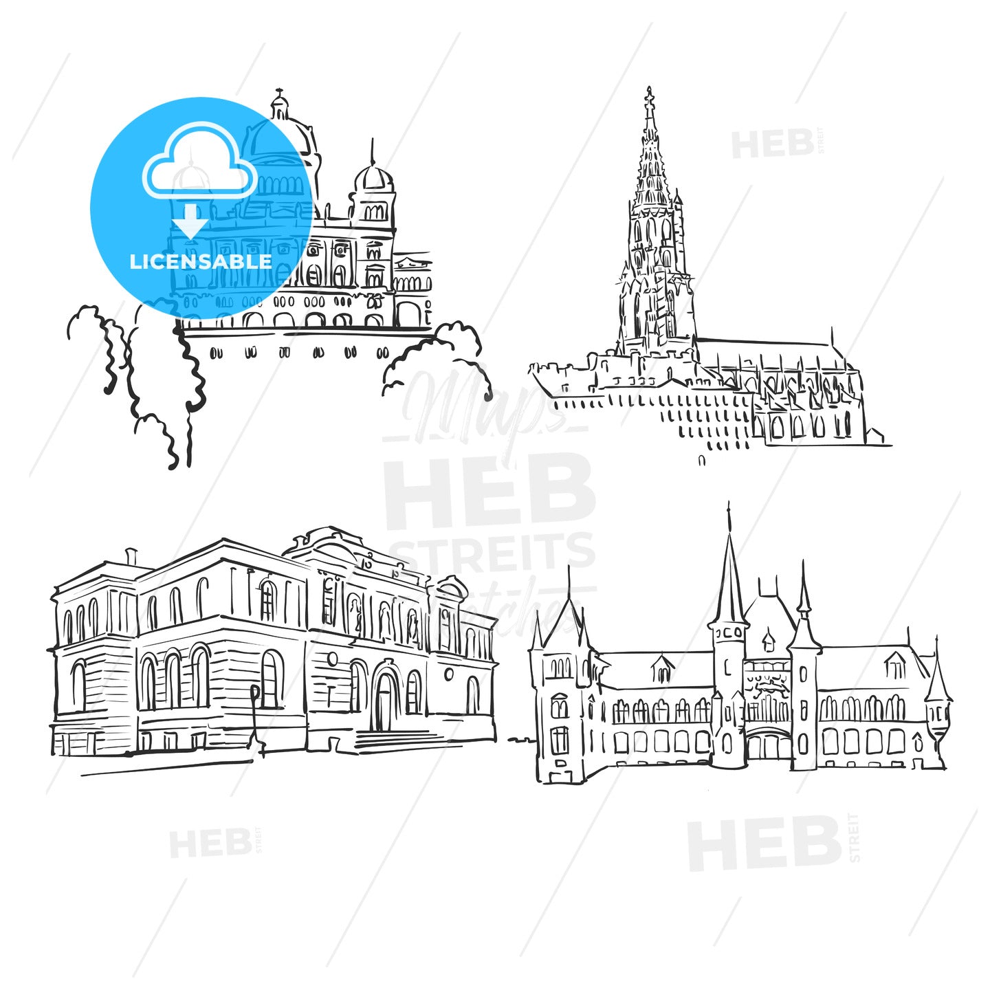 Bern Famous Buildings – instant download