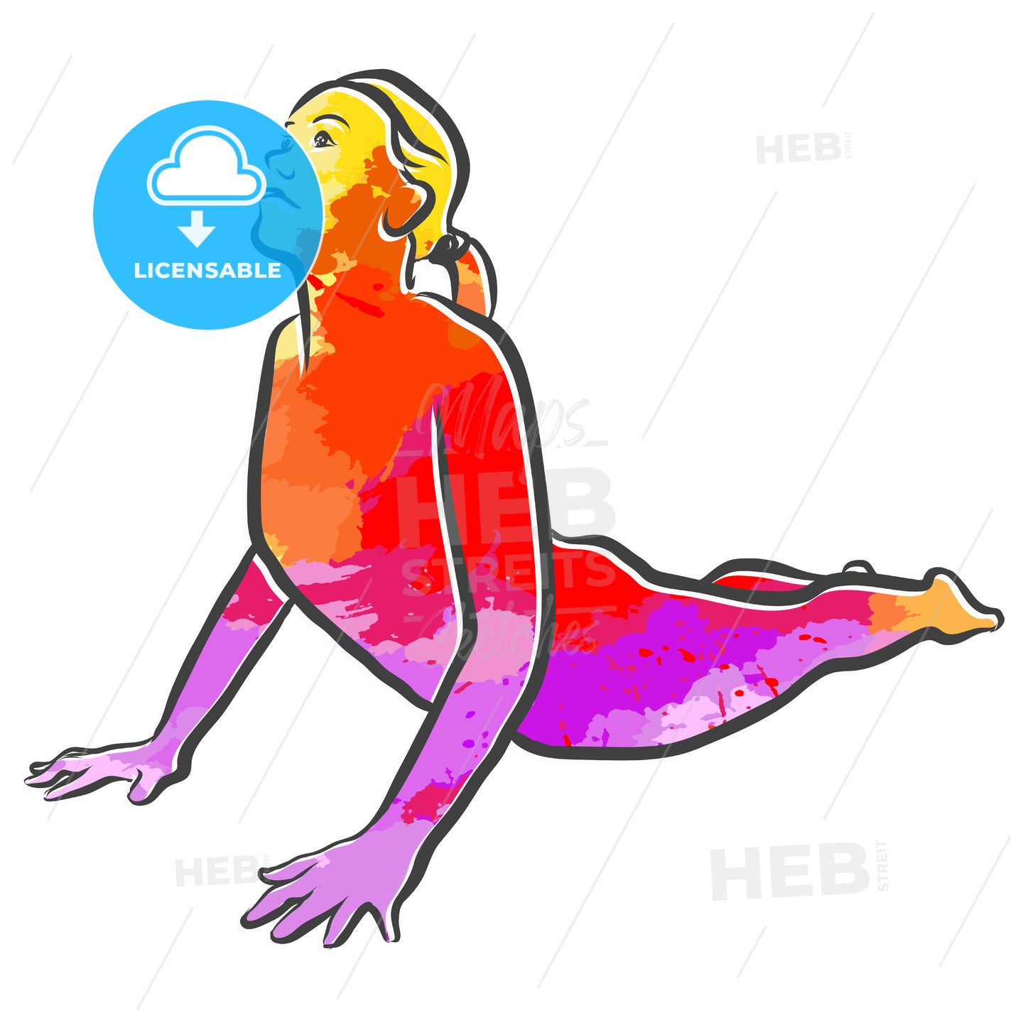 Bhujangasana Yoga Colorful Logo