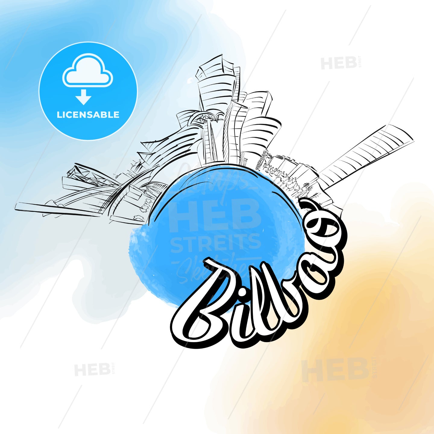 Bilbao colored landmark logo – instant download