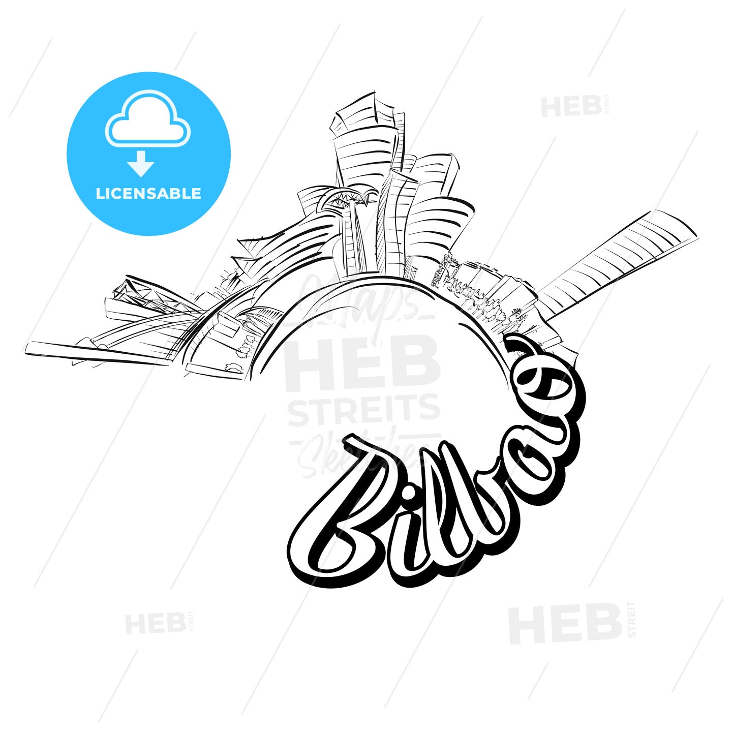 Bilbao panorama cover design – instant download