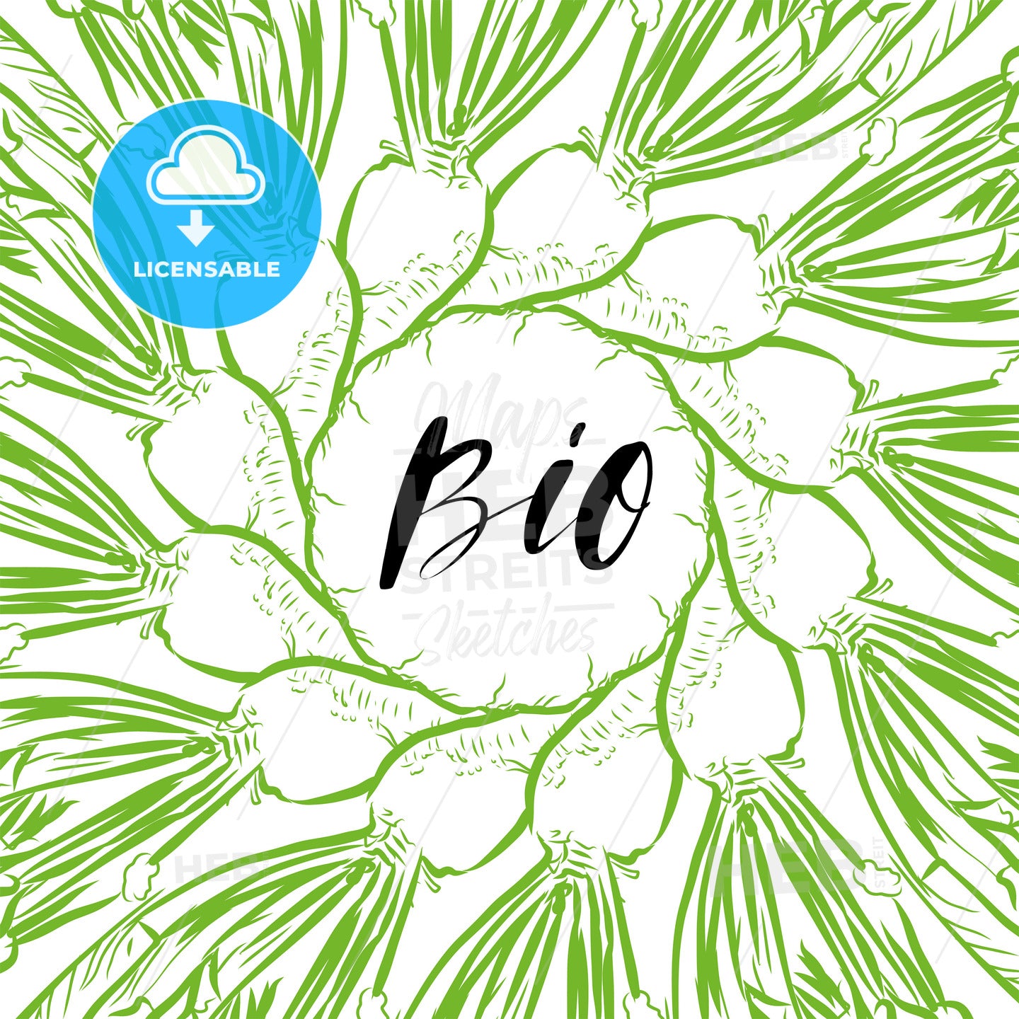 Bio lettering on outlined Sugar Beet banner template – instant download