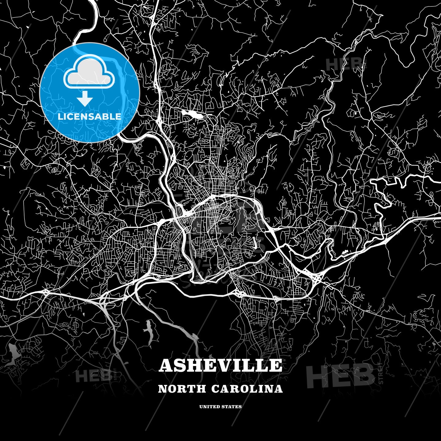 Asheville, North Carolina, USA map