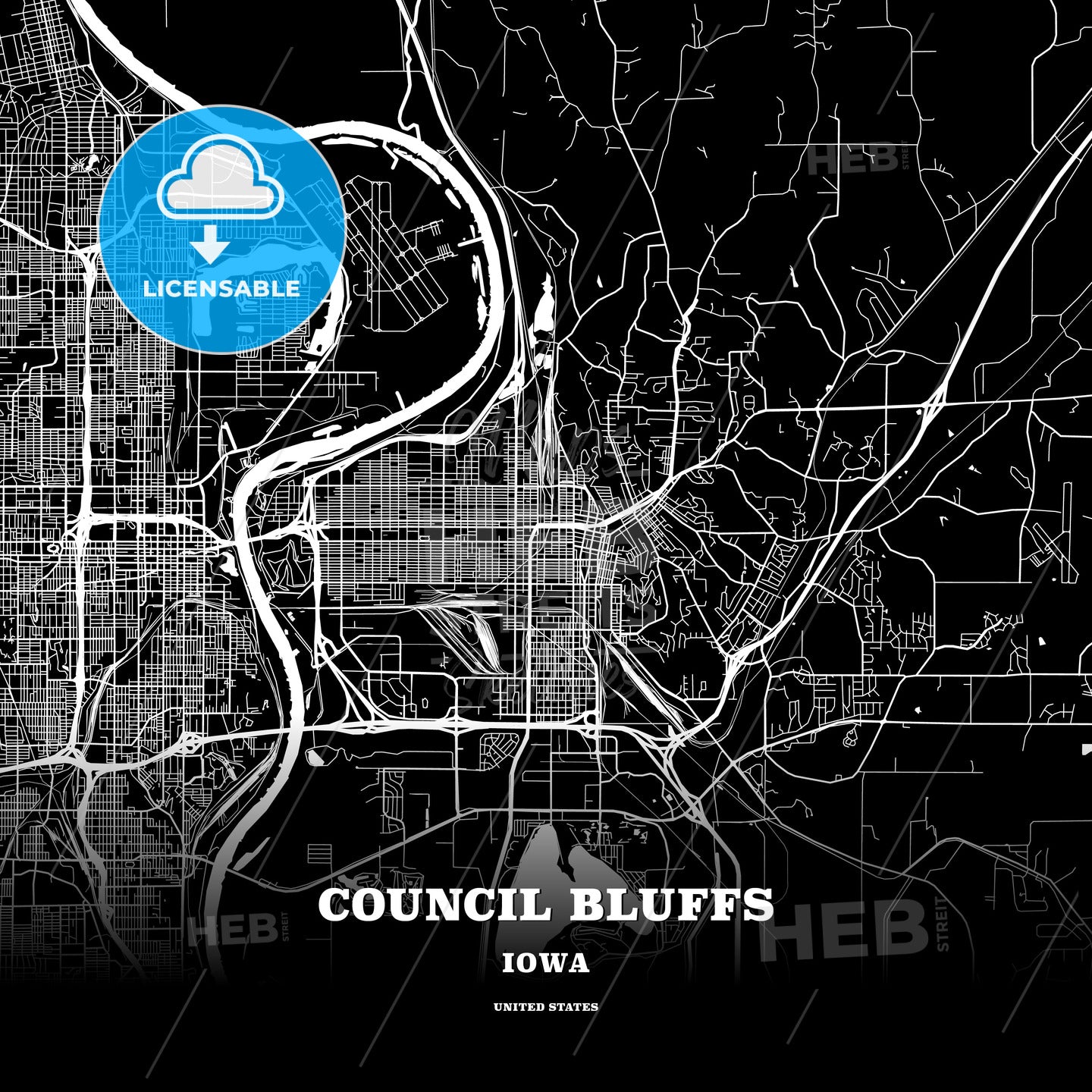 Council Bluffs, Iowa, USA map