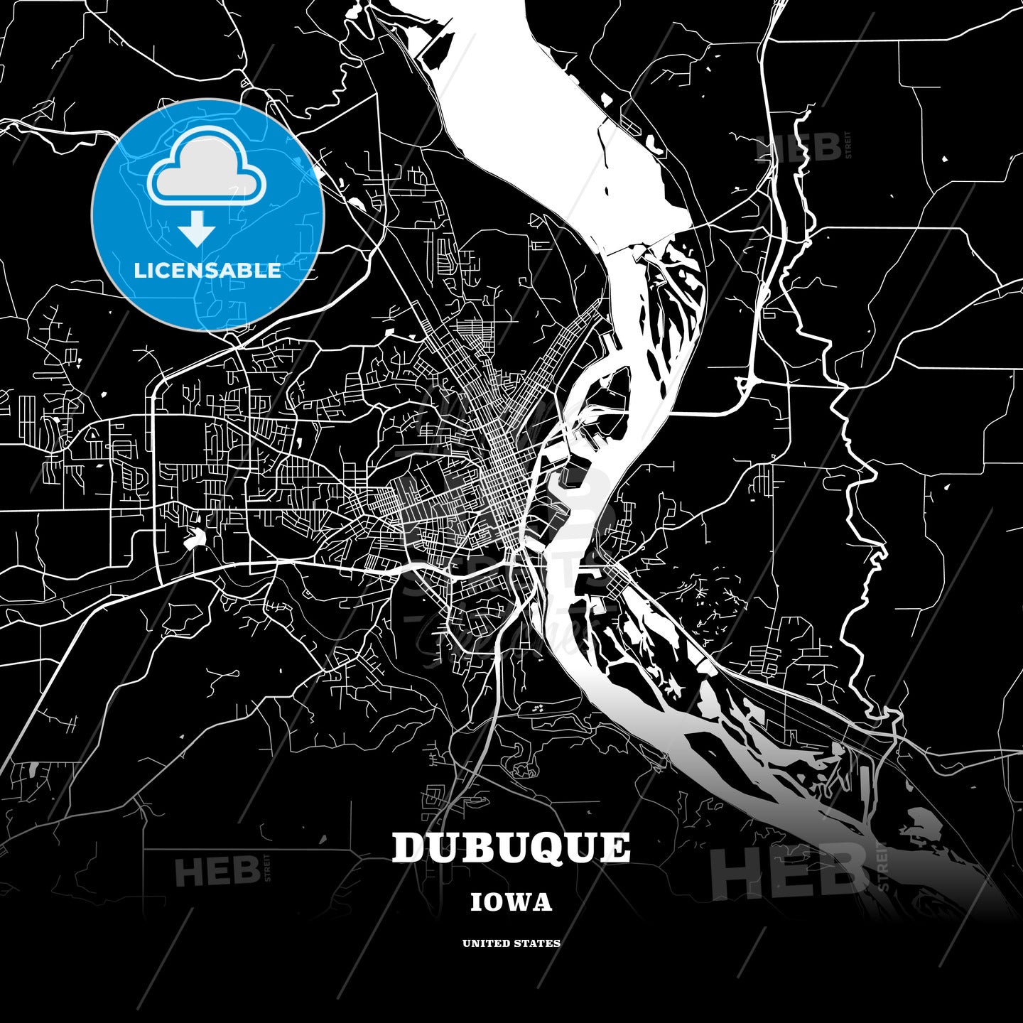 Dubuque, Iowa, USA map