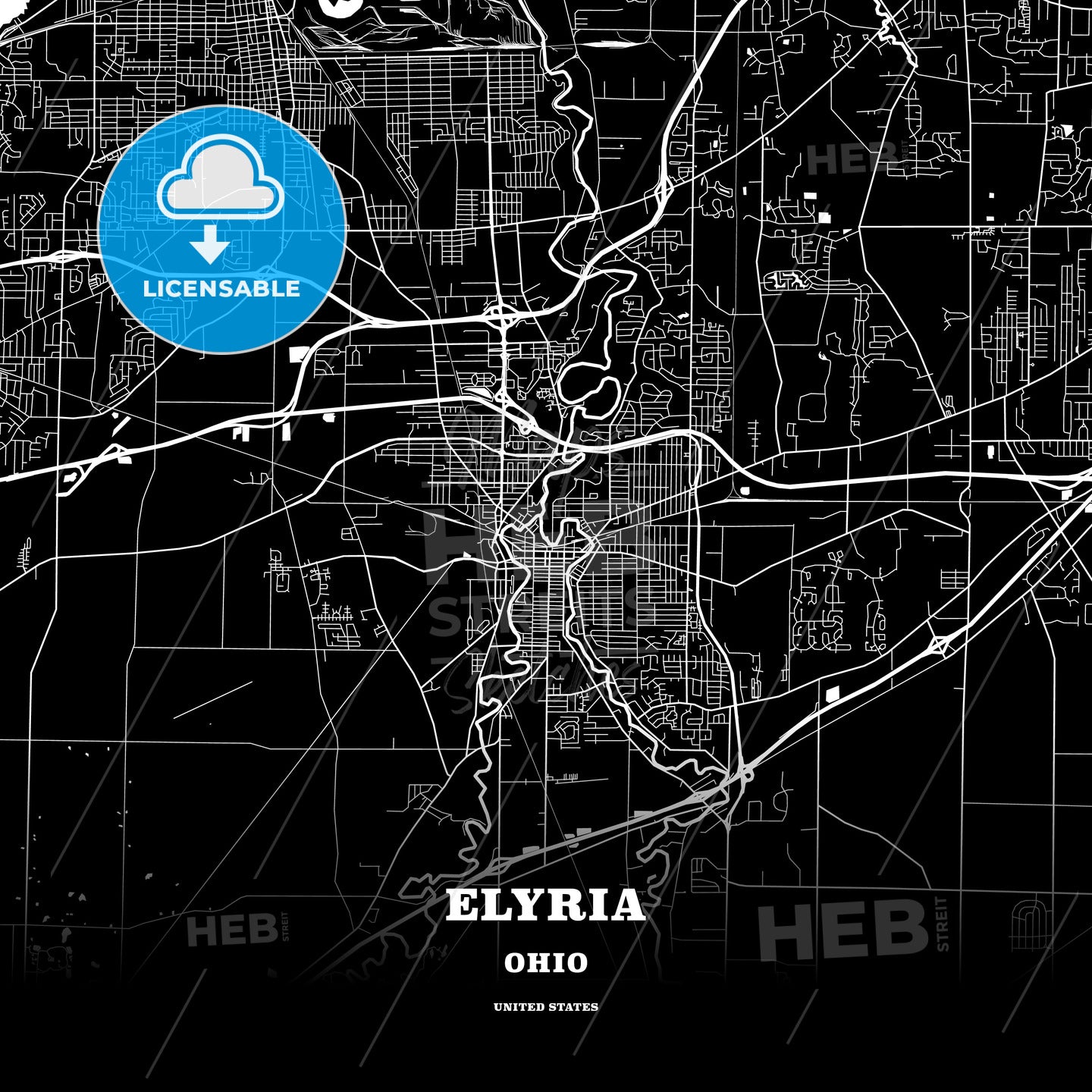 Elyria, Ohio, USA map